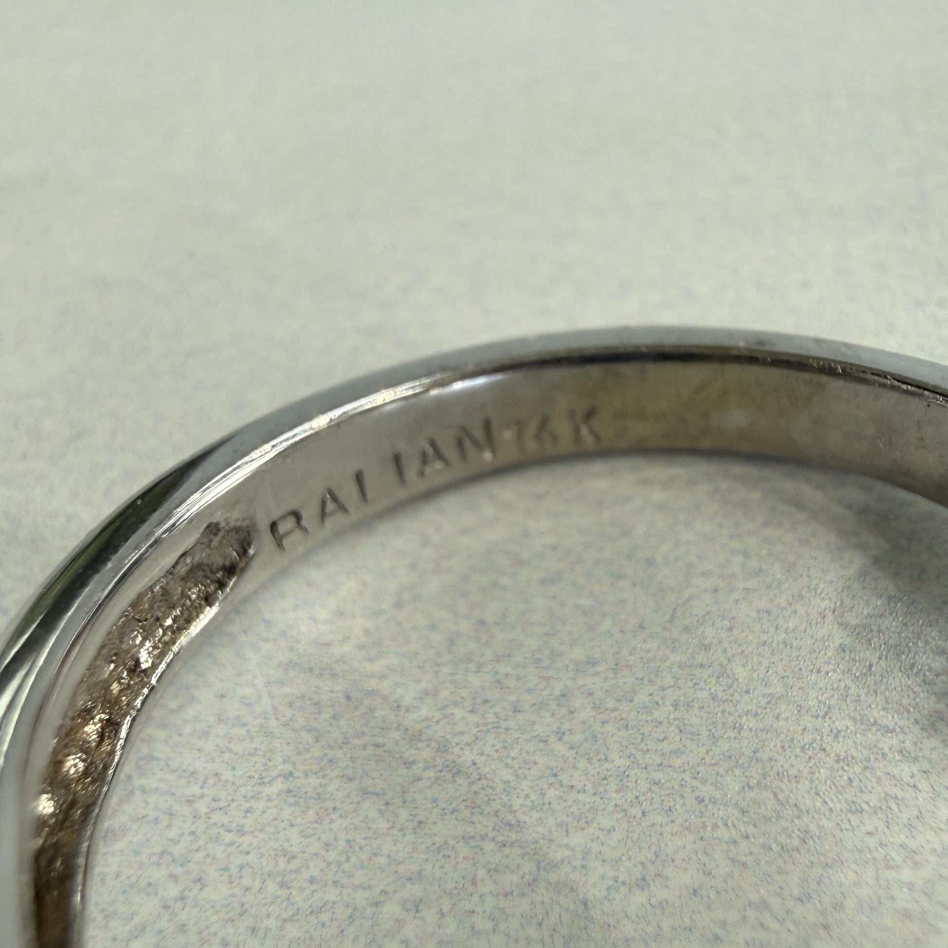 Sapphire and Diamond Split Shank Ring 14k White Gold