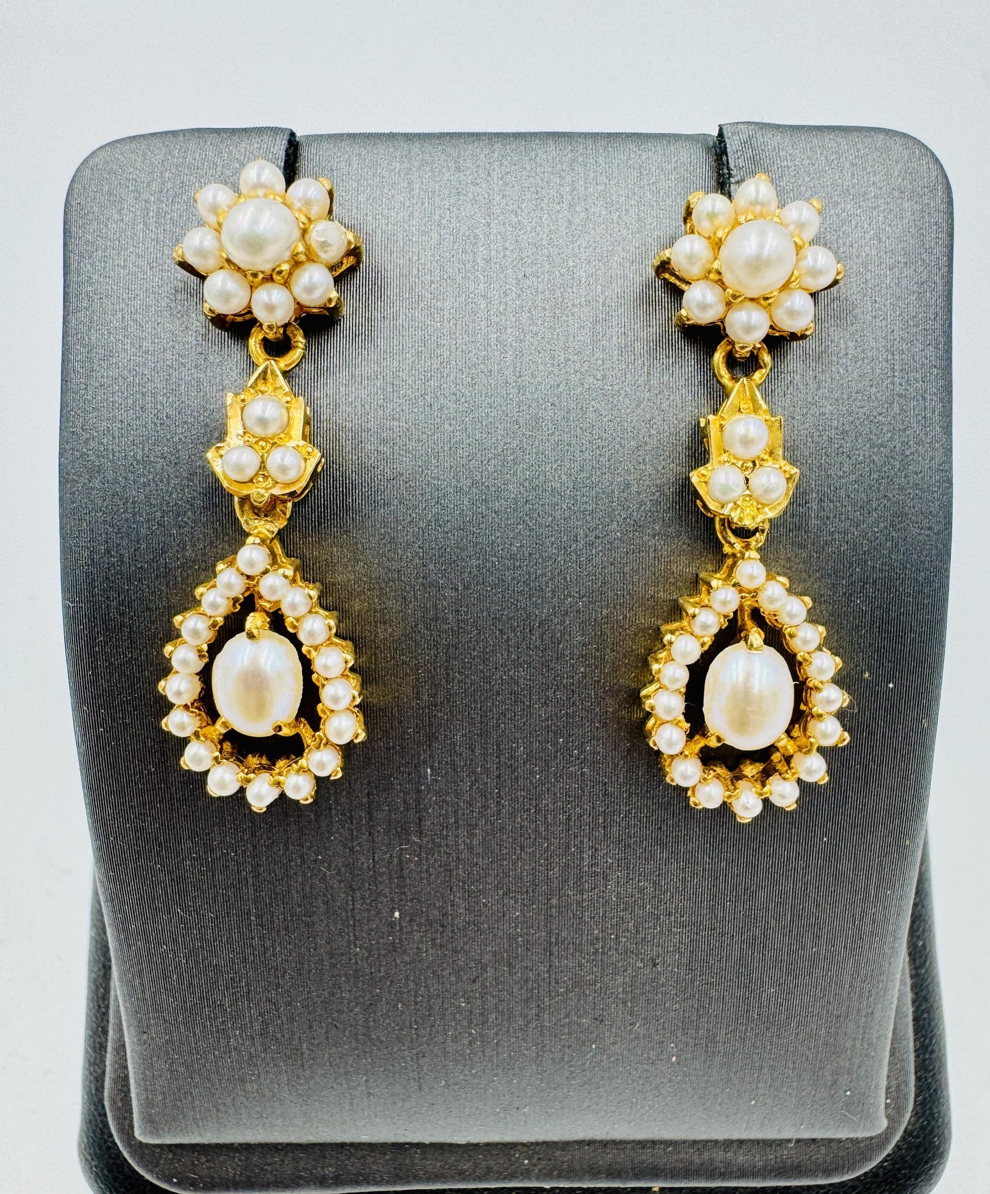 22k gold Pearl Dangle Drop Earrings
