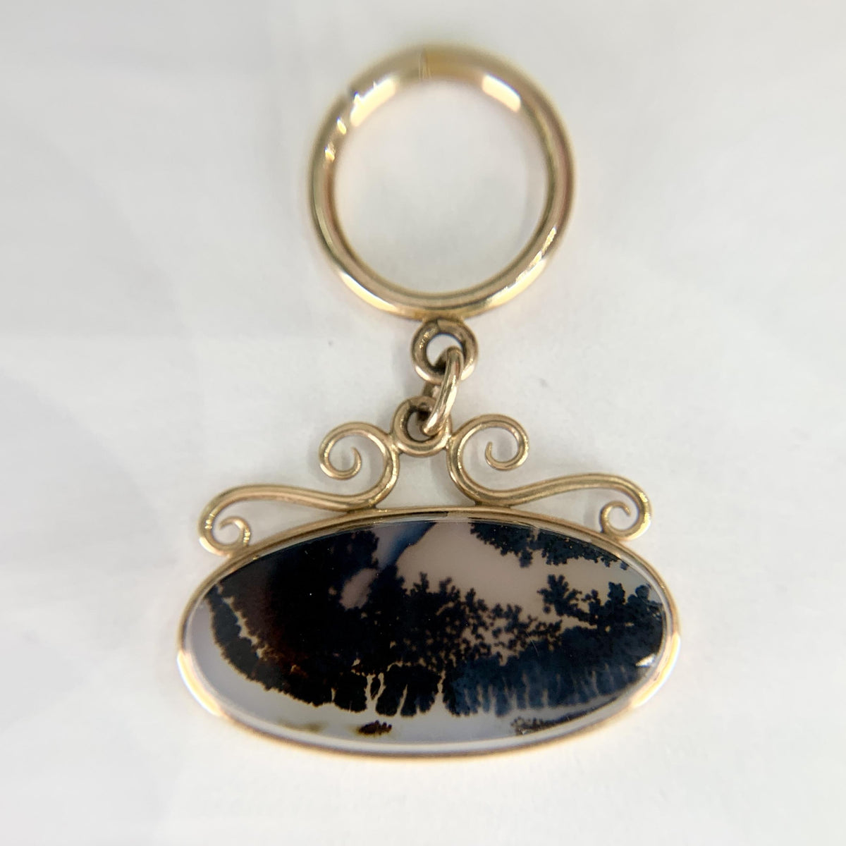 1890's Victorian Dendritic Moss Agate Fob Pendant 14k/Gold Filled
