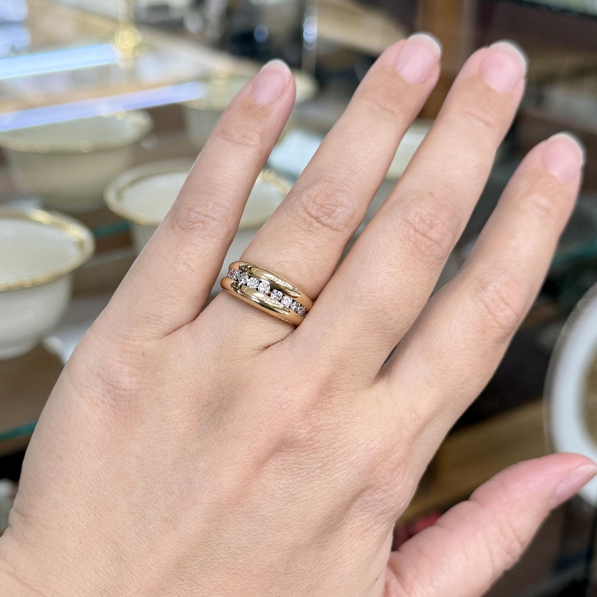 Channel Set Diamond Band Ring 14k Yellow Gold