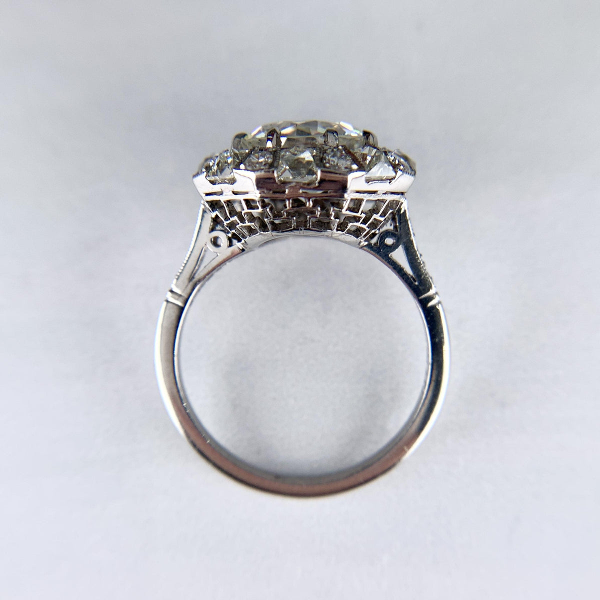 Estate Old European and French Cut Diamond Engagement Ring Platinum
