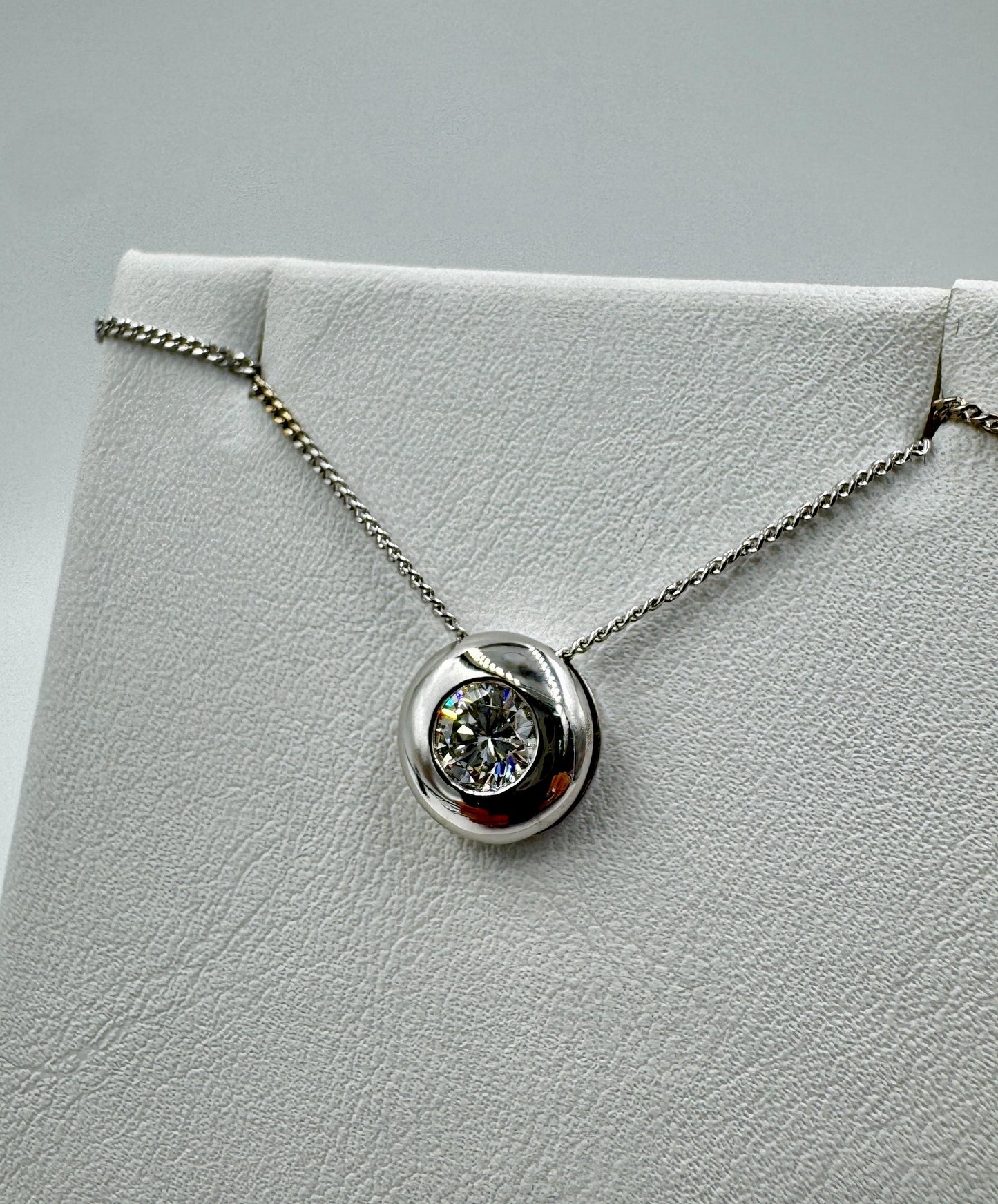 Diamond Solitaire 18k White Gold Pendant Necklace VS