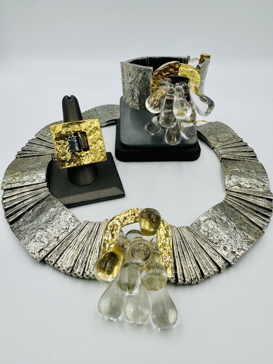 Anne Marie Chagon Parure Brutalist Set Bracelet Neckkace Ring