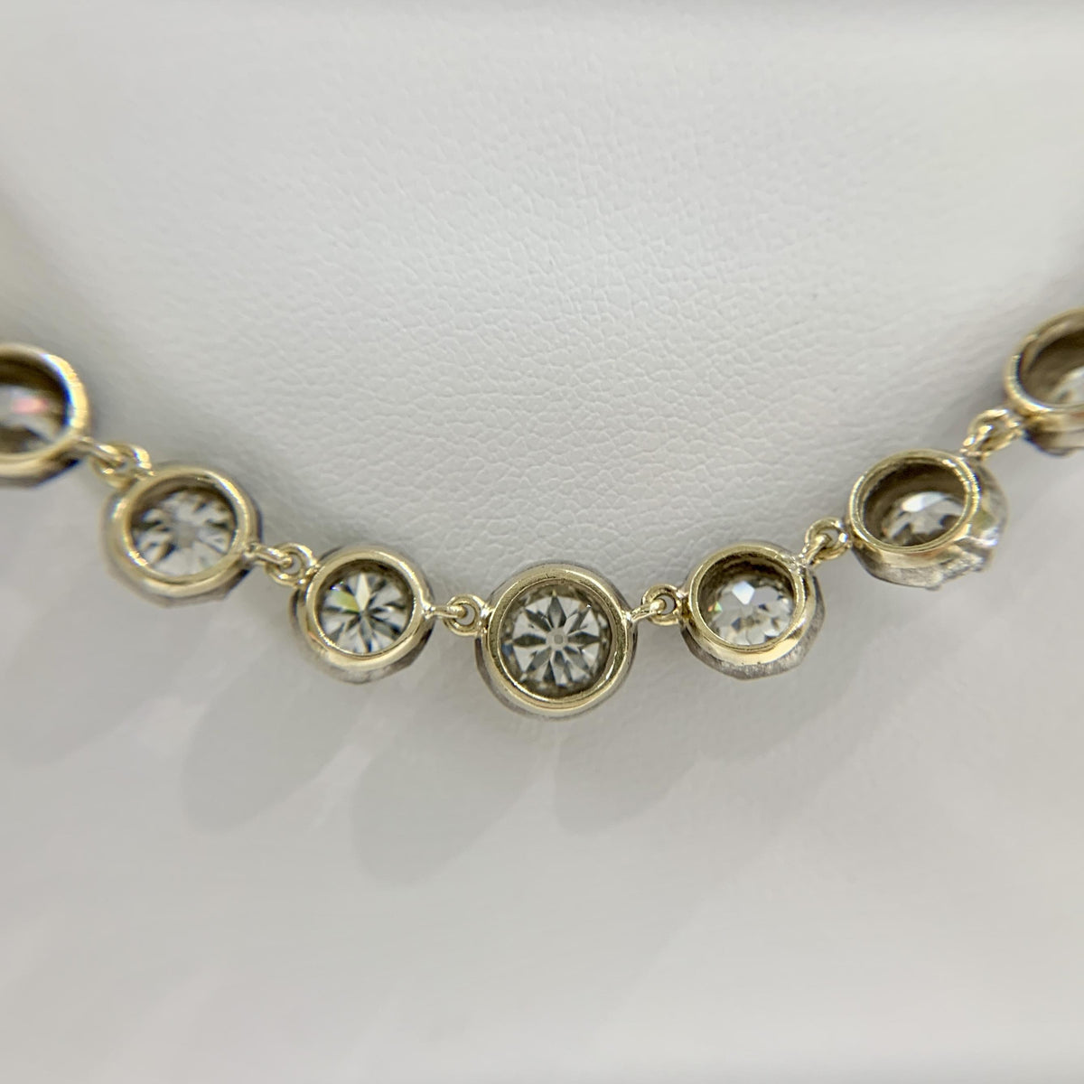 Vintage Collet Set Old Mine Cut Diamond Rivière Necklace