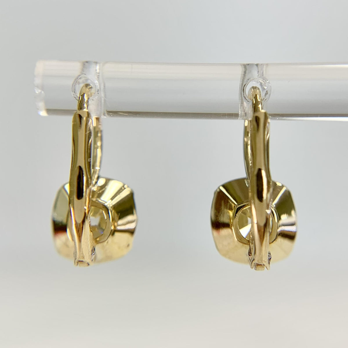 Collet Set GIA Old Mine Cut Cushion Diamond Drop Earrings 18k Yellow Gold