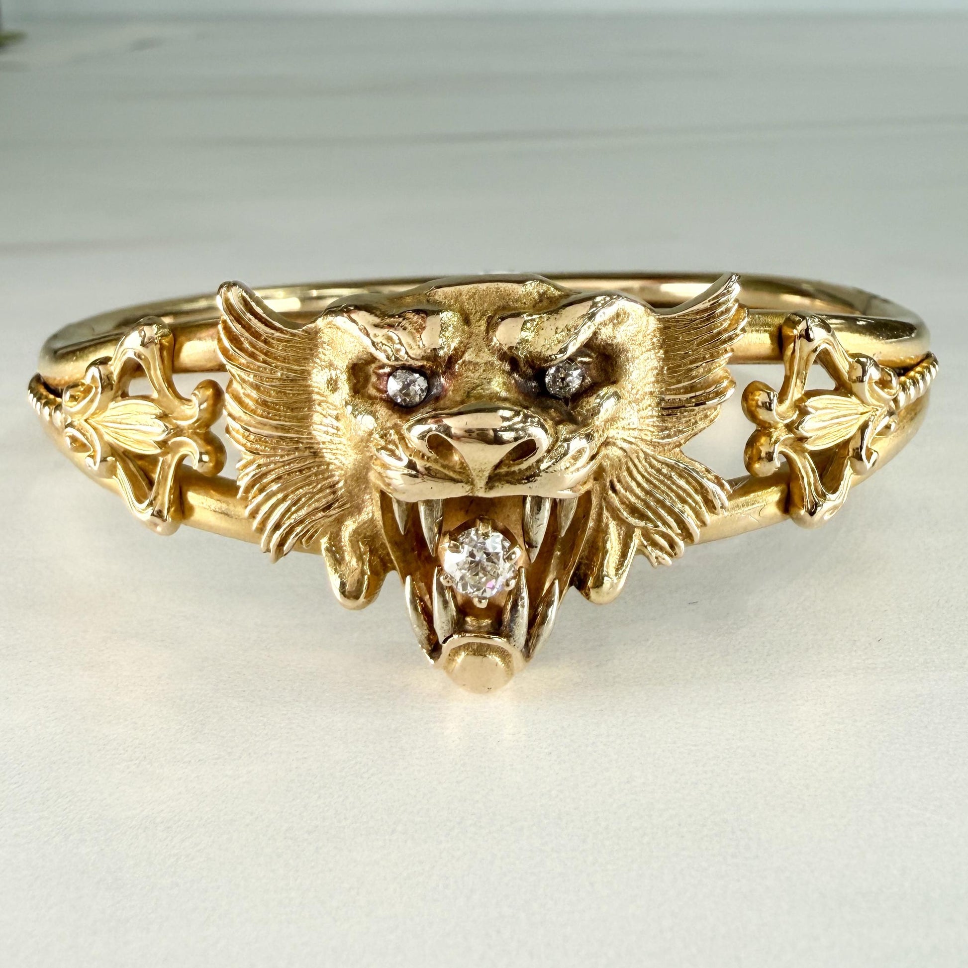 Antique 1905 Art Nouveau Griffin Bracelet 14k Yellow Gold