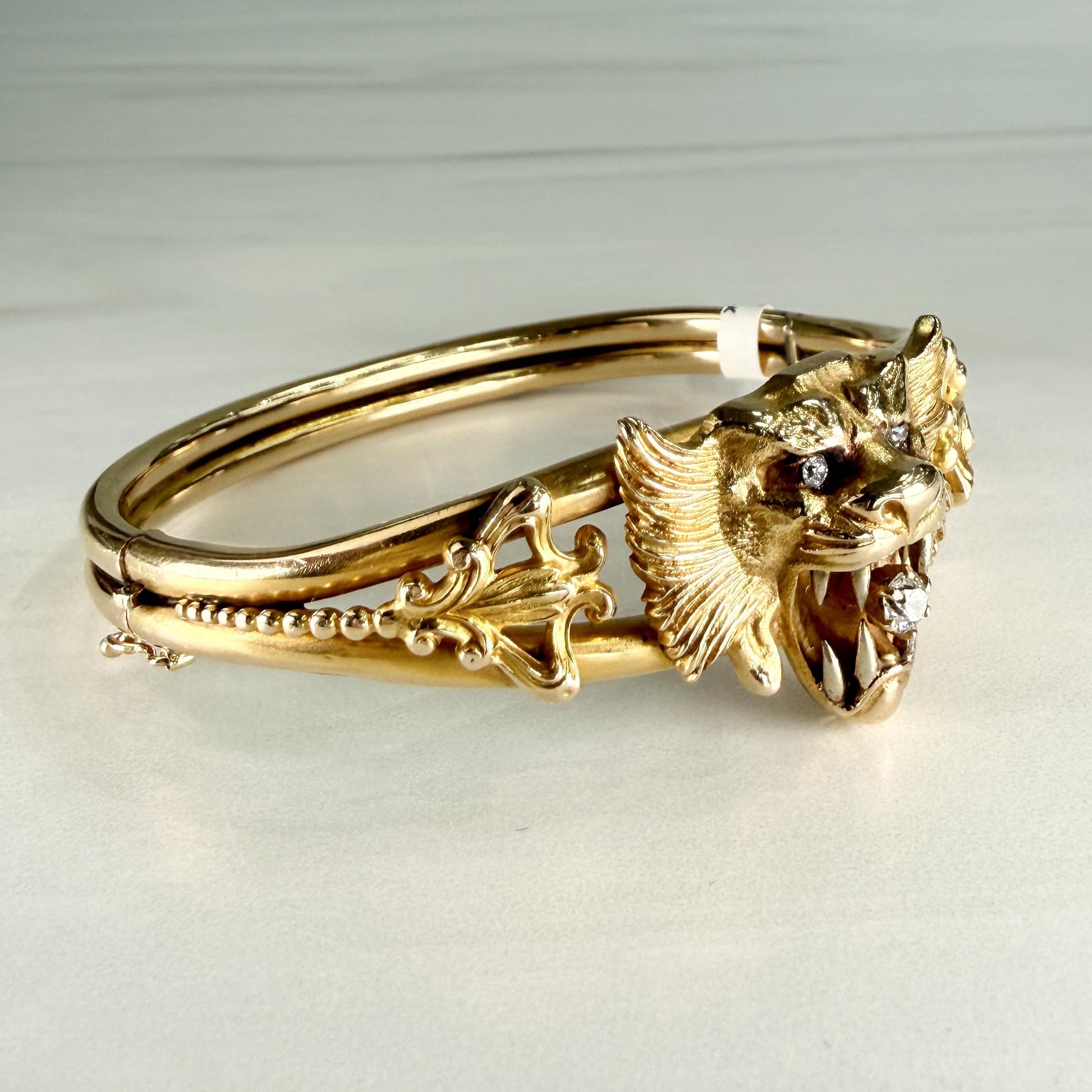 Antique 1905 Art Nouveau Griffin Bracelet 14k Yellow Gold