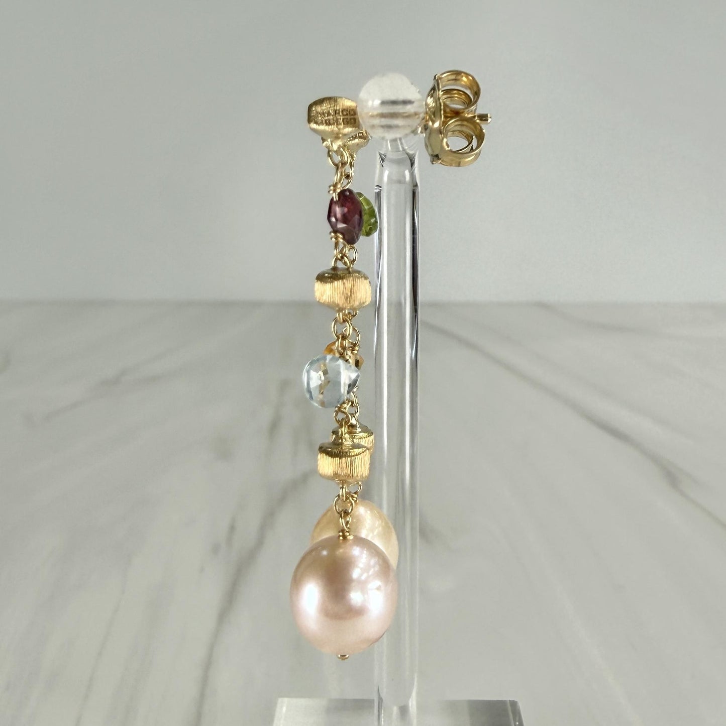 Marco Bicego Pearl and Gemstone Drop Dangle Earrings 18k Yellow Gold