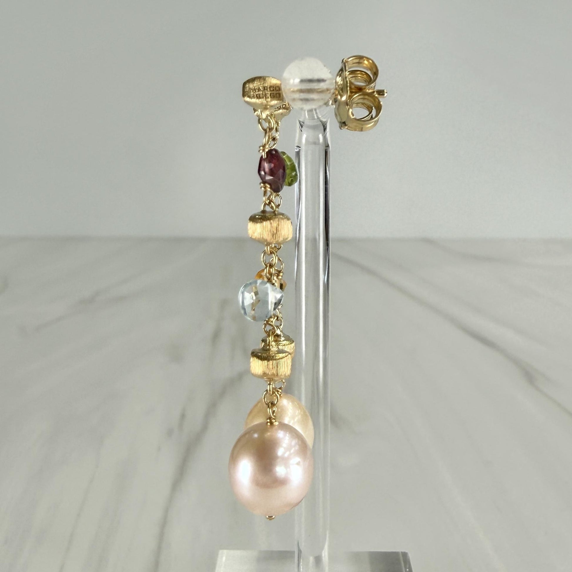 Marco Bicego Pearl and Gemstone Drop Dangle Earrings 18k Yellow Gold