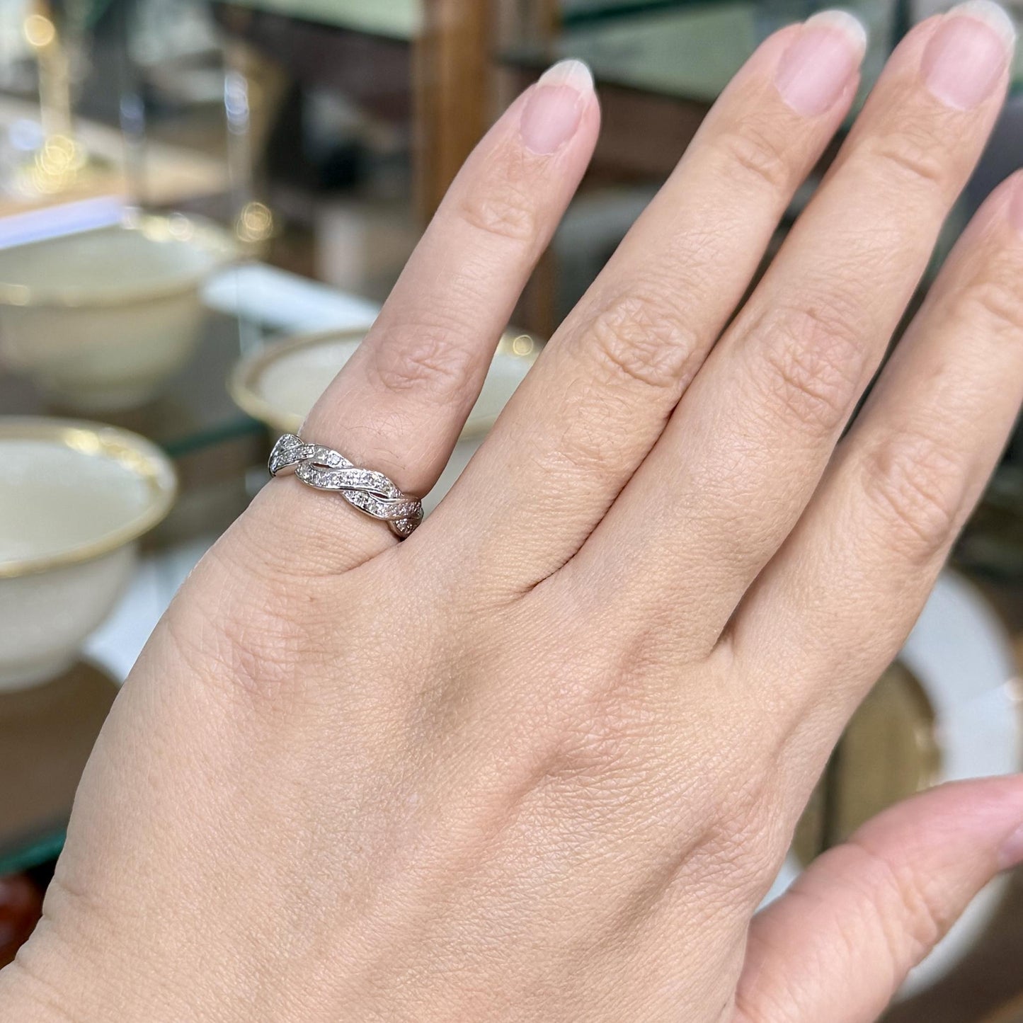 Vintage 1950's Twist Diamond Eternity Band Ring Platinum