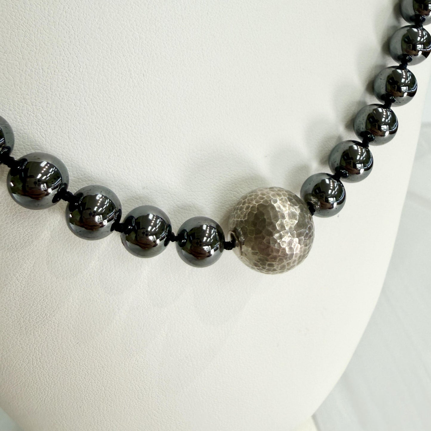 Vintage Tiffany & Co. Bead Strand Hematite and Sterling Silver Necklace 29"