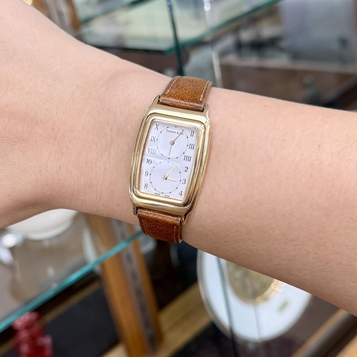 Vintage 1990's Tiffany & Co. Dual Time Quartz Flip Watch 18k Yellow Gold