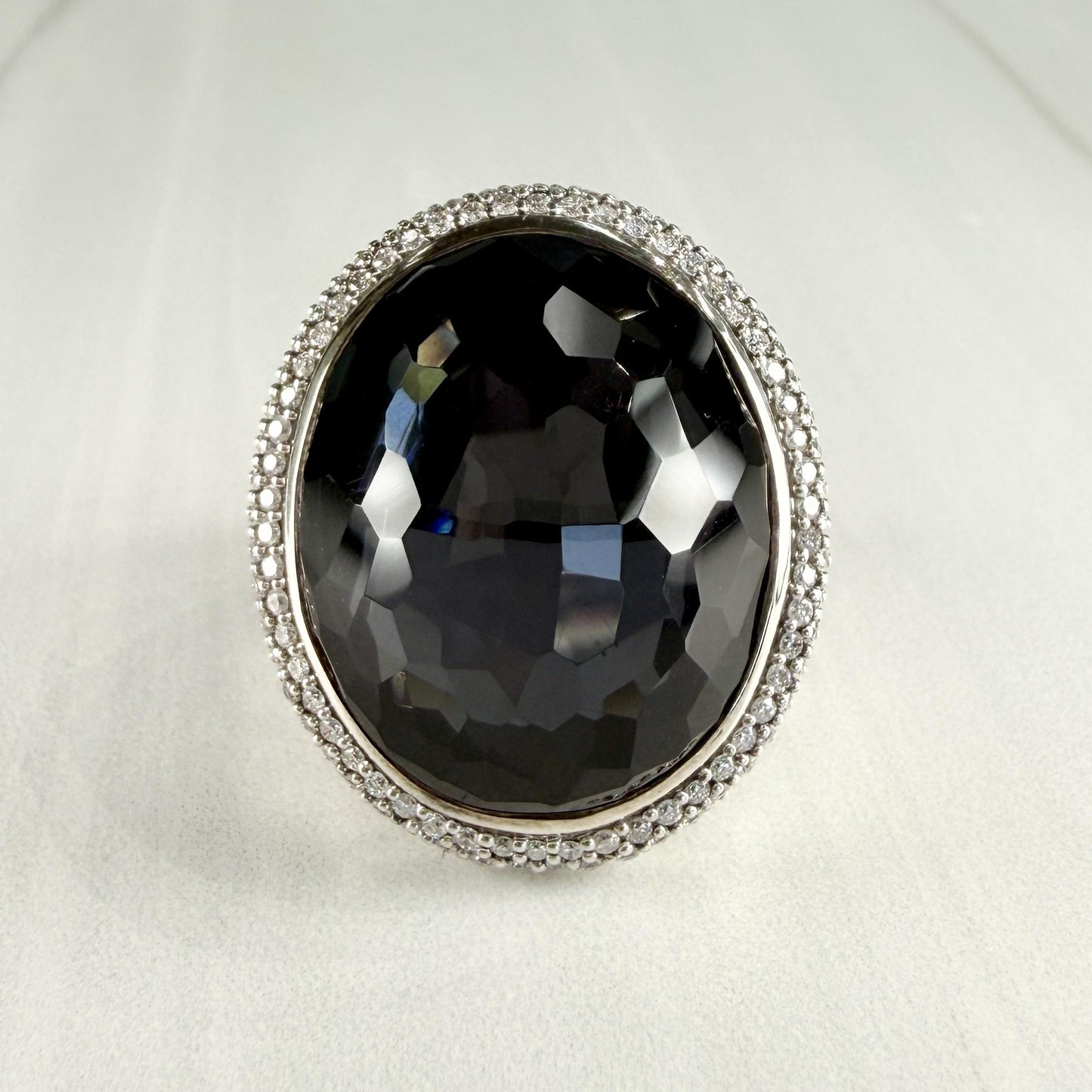 David Yurman Diamond Quartz and Hematite Statement Ring Sterling Silver