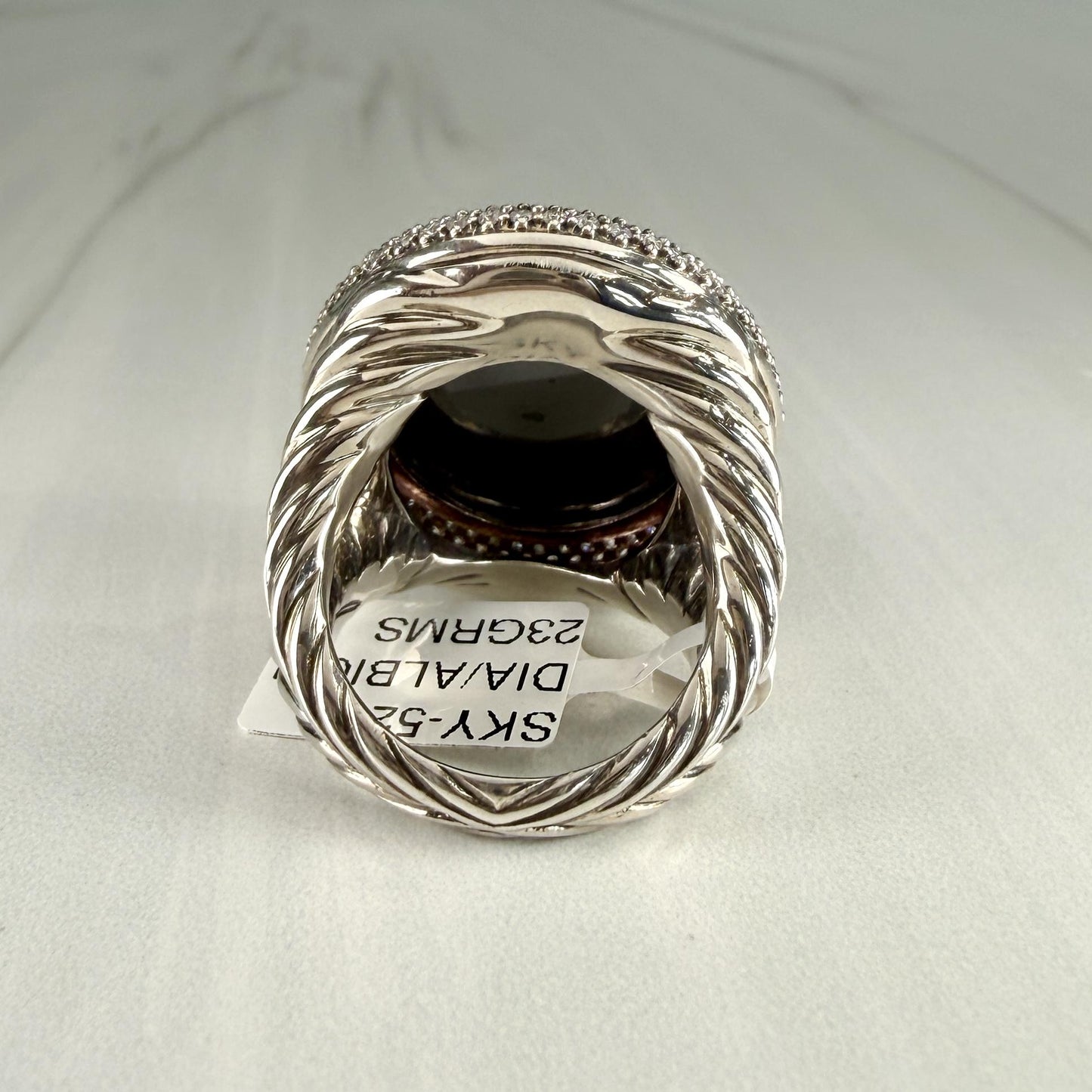 David Yurman Diamond Quartz and Hematite Statement Ring Sterling Silver