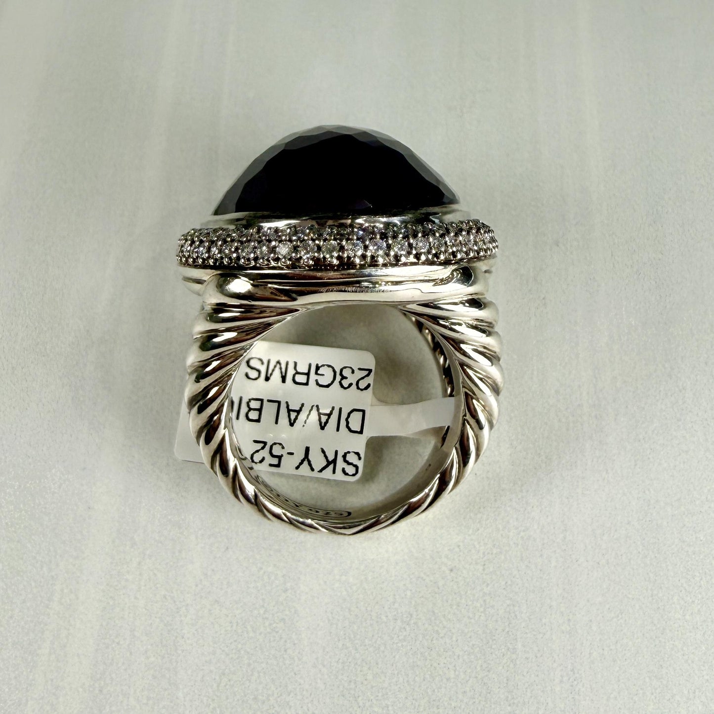 David Yurman Diamond Quartz and Hematite Statement Ring Sterling Silver