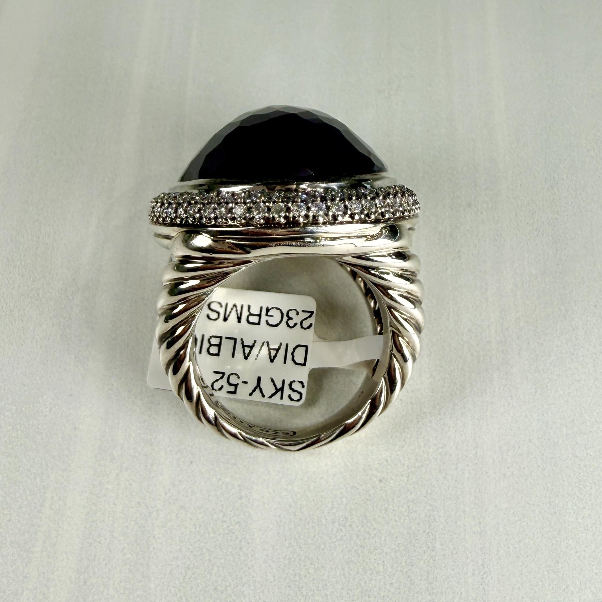 David Yurman Diamond Quartz and Hematite Statement Ring Sterling Silver