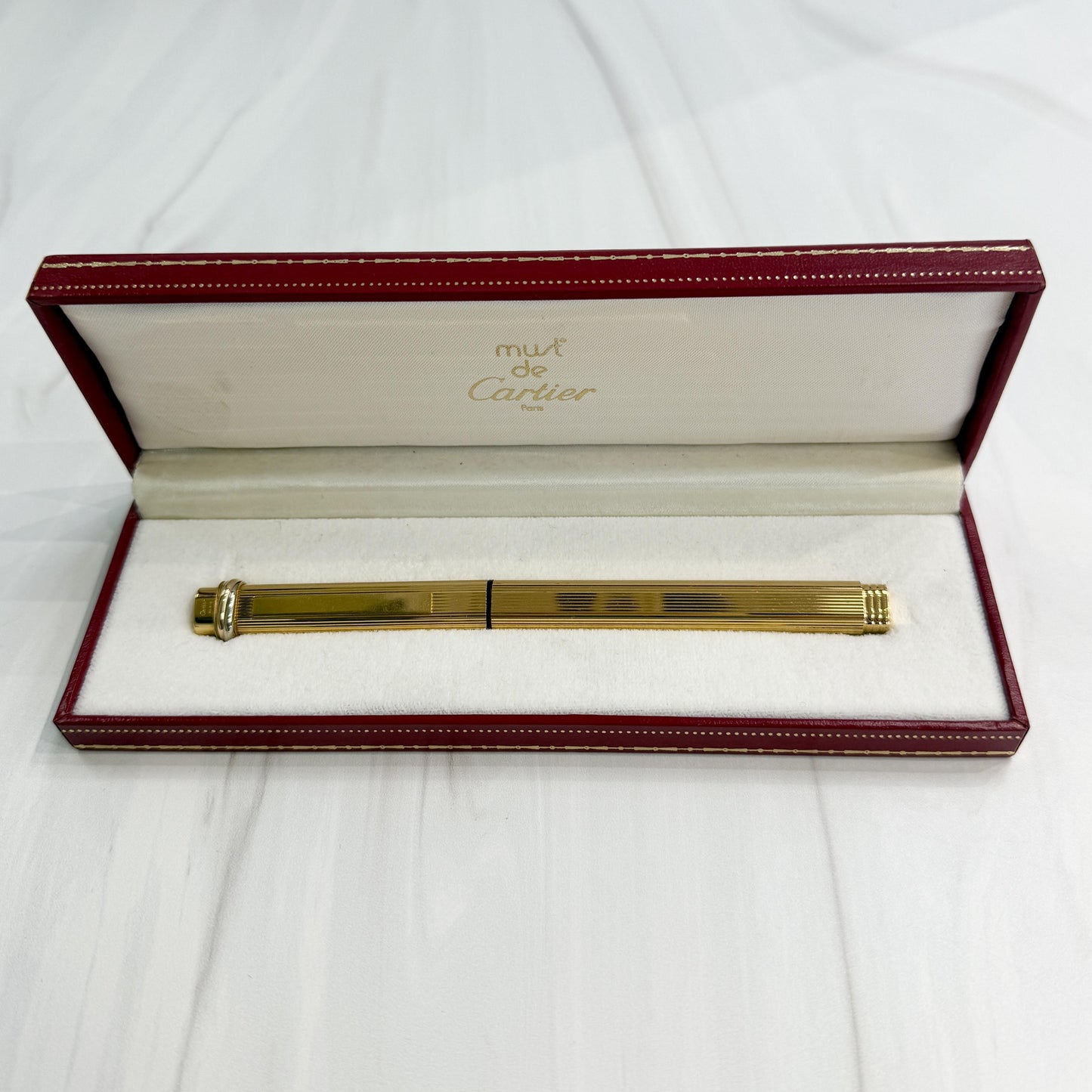 Must De Cartier Pen Vendome Trinity Ball Point 18k Gold Plated