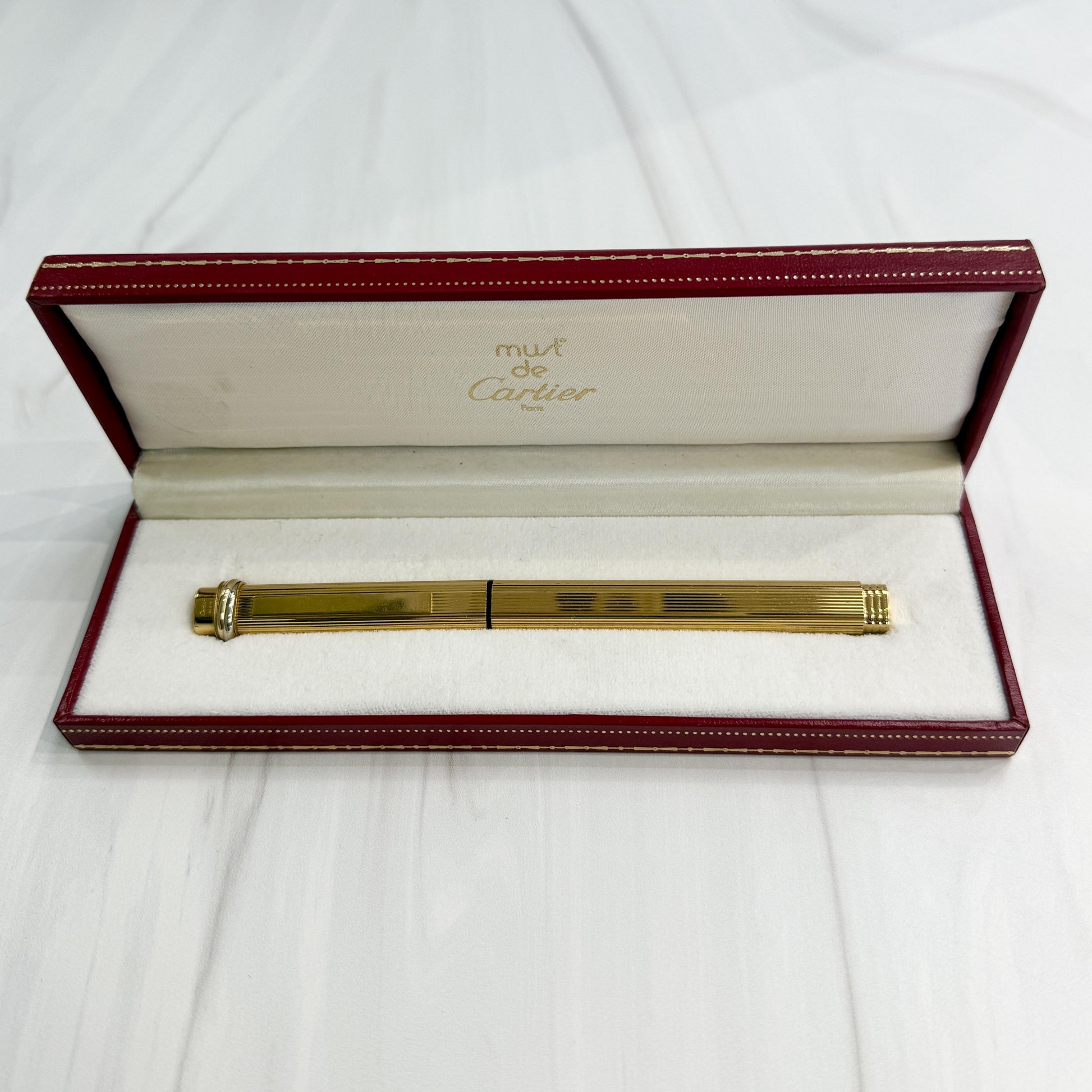Must De Cartier Pen Vendome Trinity Ball Point 18k Gold Plated