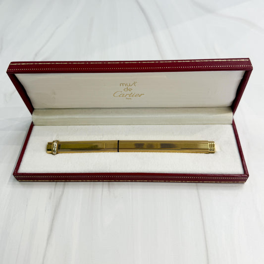 Must De Cartier Pen Vendome Trinity Ball Point 18k Gold Plated