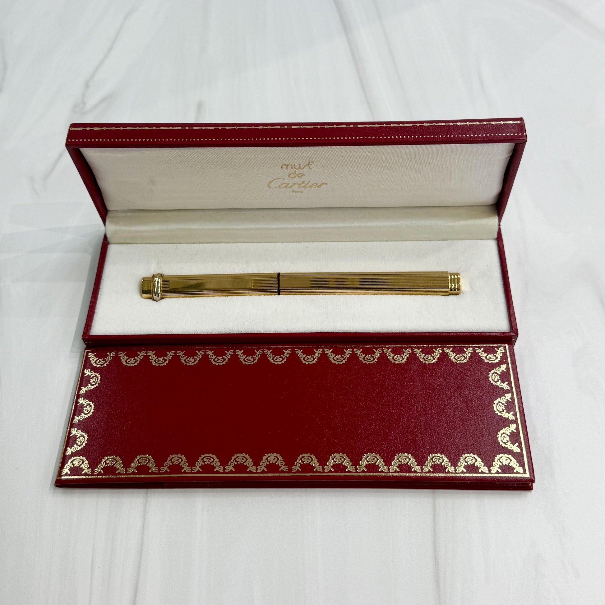 Must De Cartier Pen Vendome Trinity Ball Point 18k Gold Plated