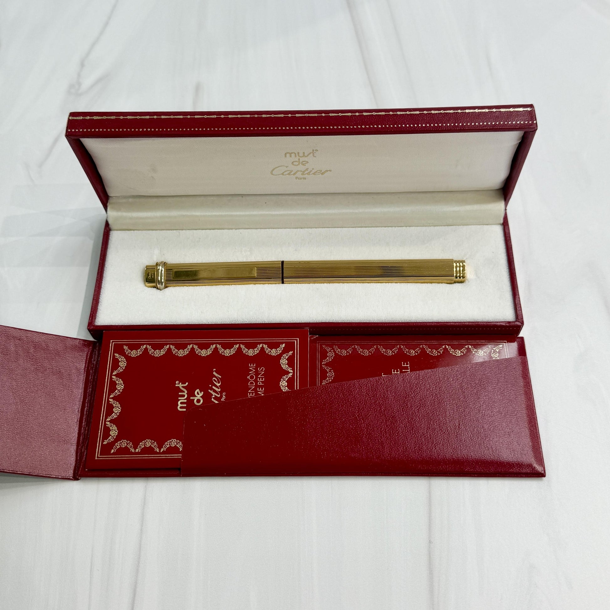 Must De Cartier Pen Vendome Trinity Ball Point 18k Gold Plated