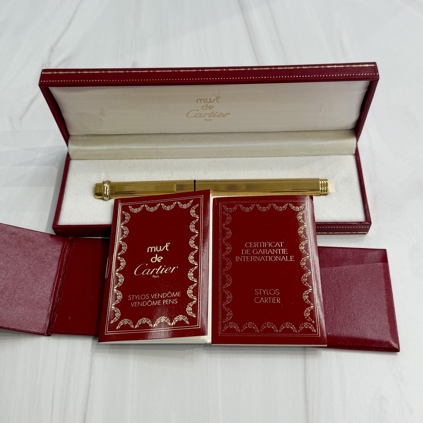 Must De Cartier Pen Vendome Trinity Ball Point 18k Gold Plated