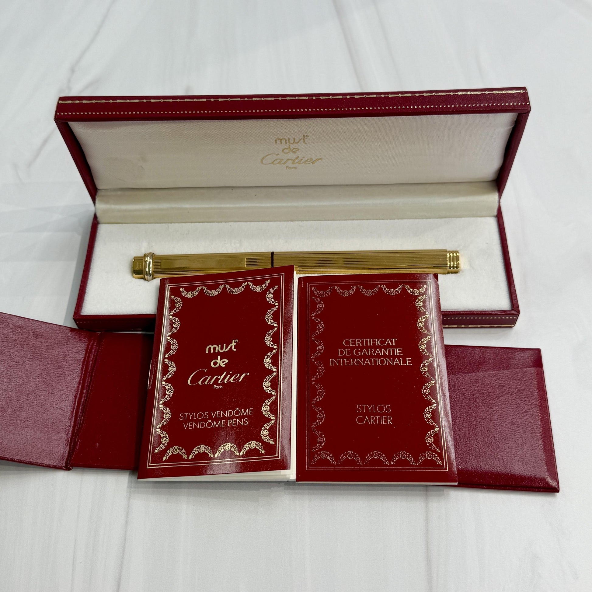 Must De Cartier Pen Vendome Trinity Ball Point 18k Gold Plated