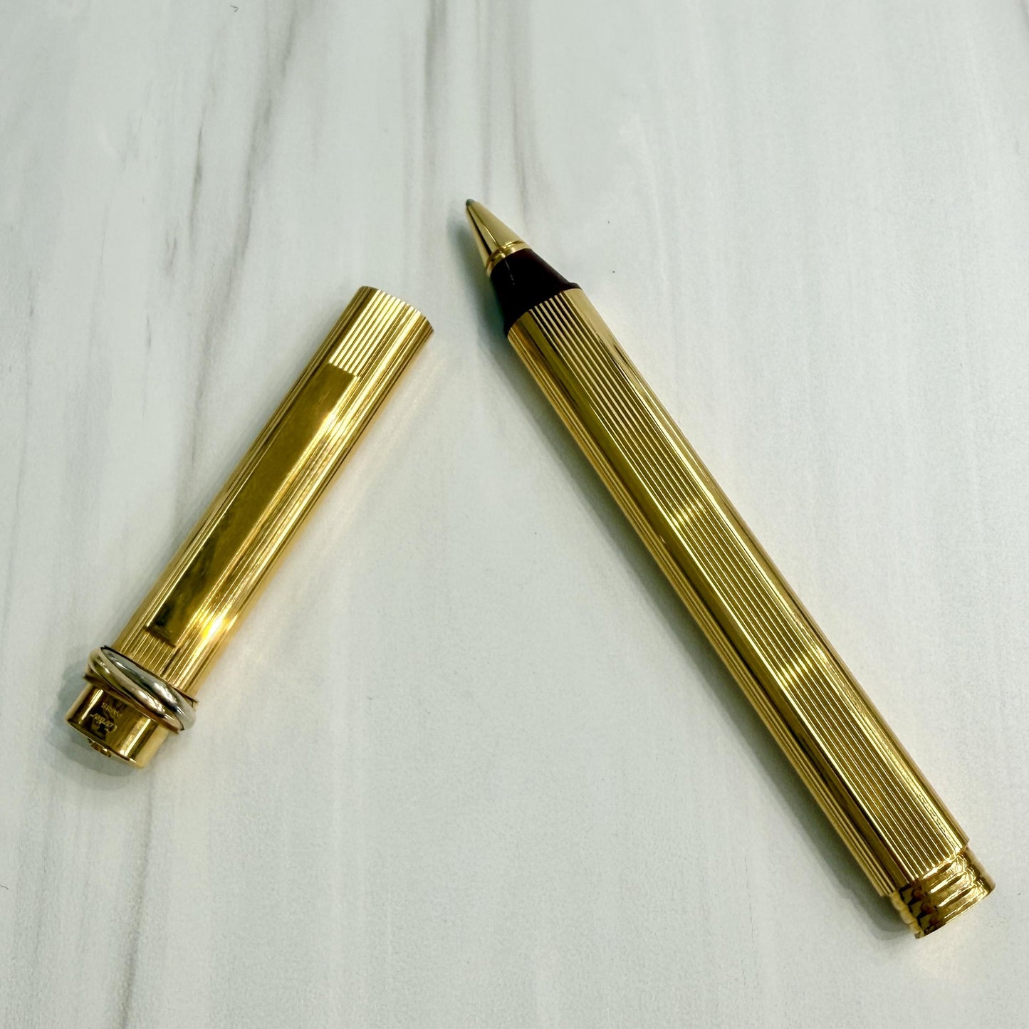Must De Cartier Pen Vendome Trinity Ball Point 18k Gold Plated
