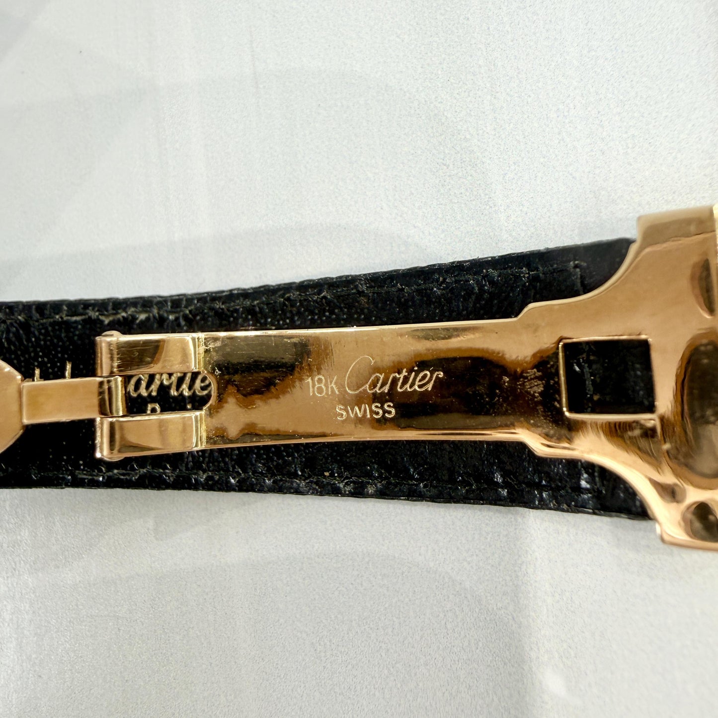 Cartier Deployment Buckle and Band Leather/18k Yellow Gold