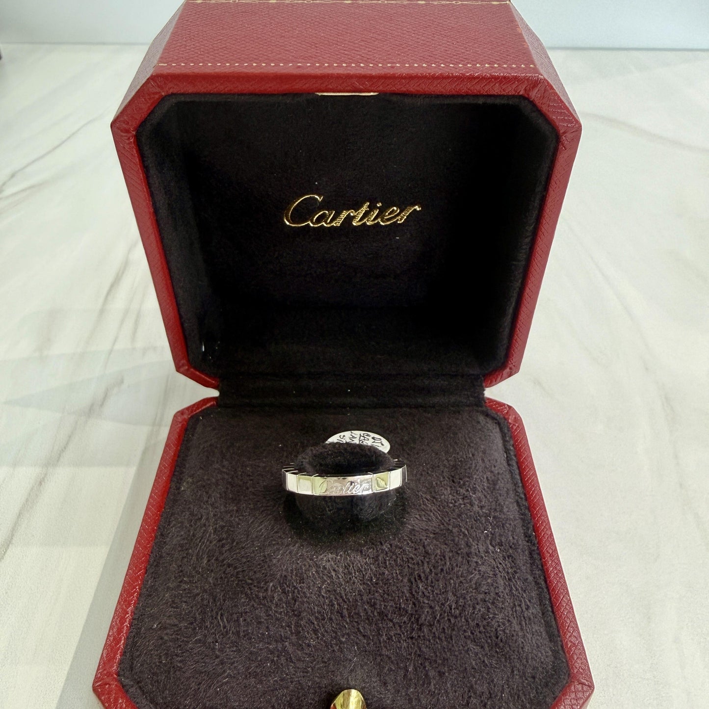 Cartier Lanieres 18k White Gold 3mm Wide Band Ring Size 52-US 6