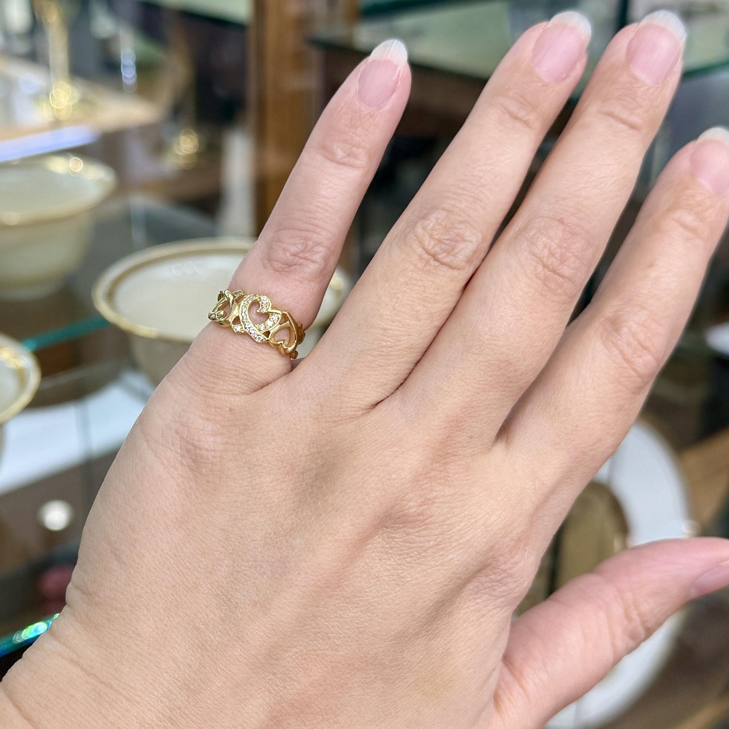 Tiffany & Co. Paloma Picasso Loving Hearts Diamond Ring 18k Yellow Gold