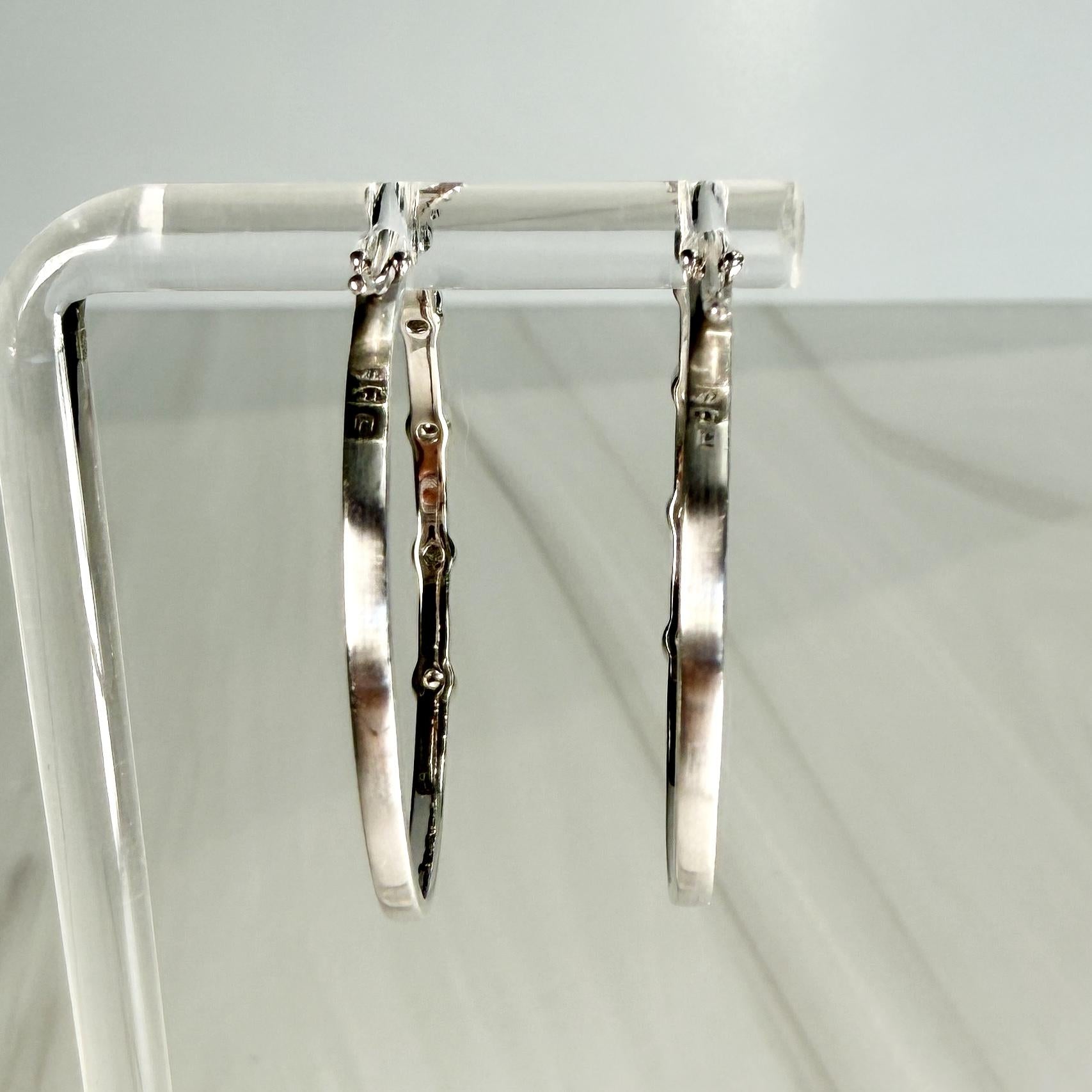 Bezel Set Diamond Hoop Earrings 14k White Gold