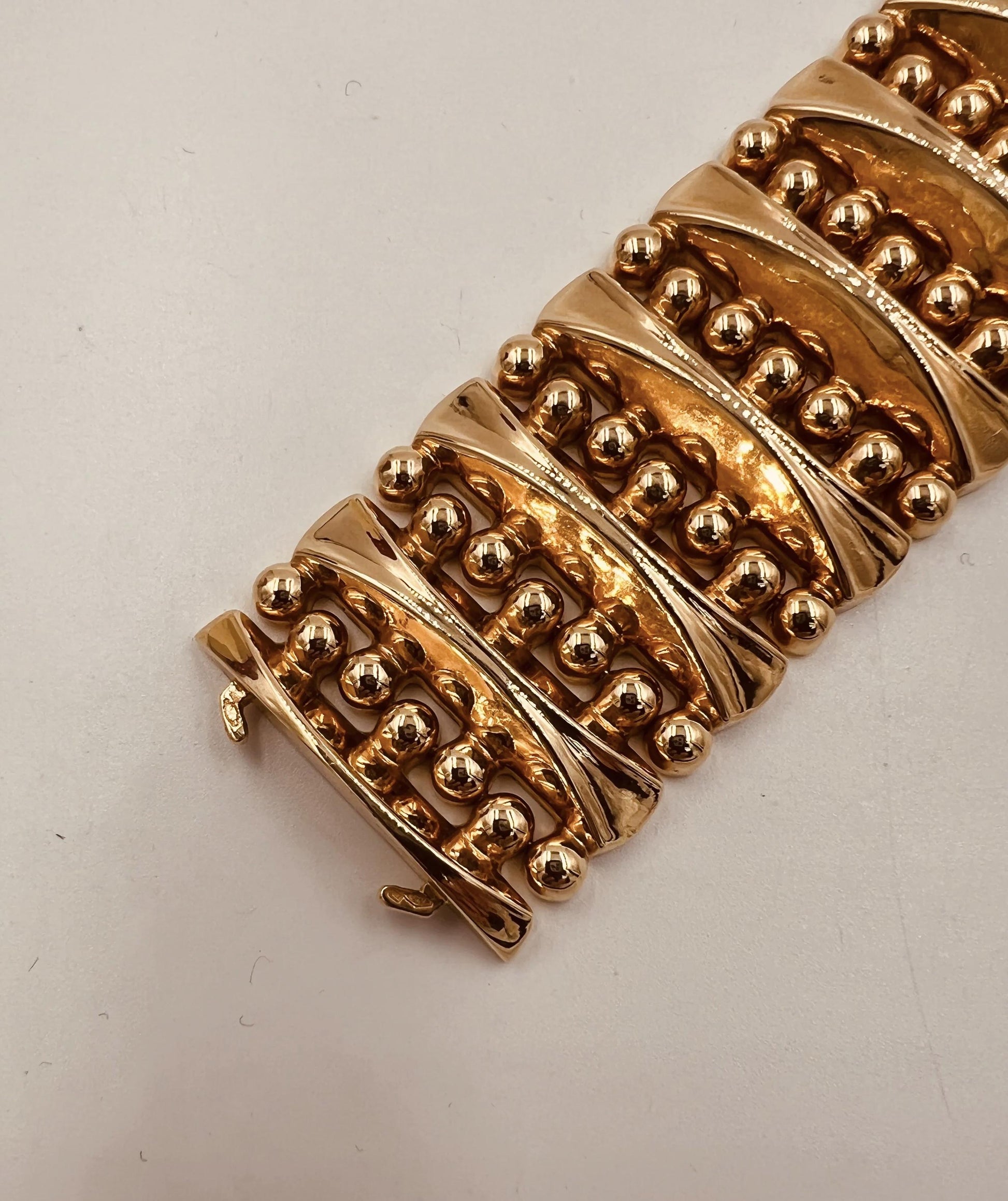 1950s 18k Pinkish Gold Large Curb Link Bracelet