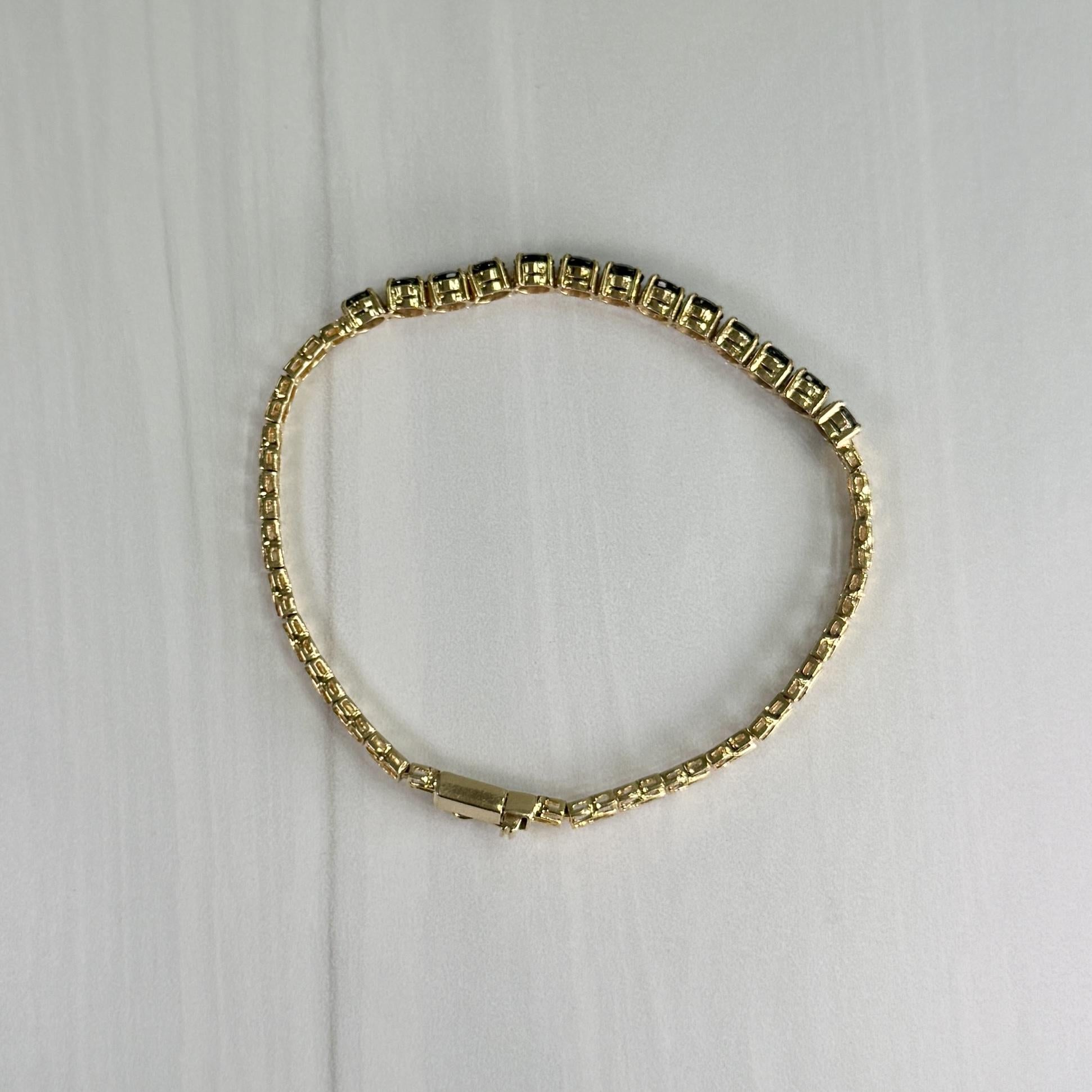 Blue Sapphire Half Tennis Bracelet 14k Yellow Gold