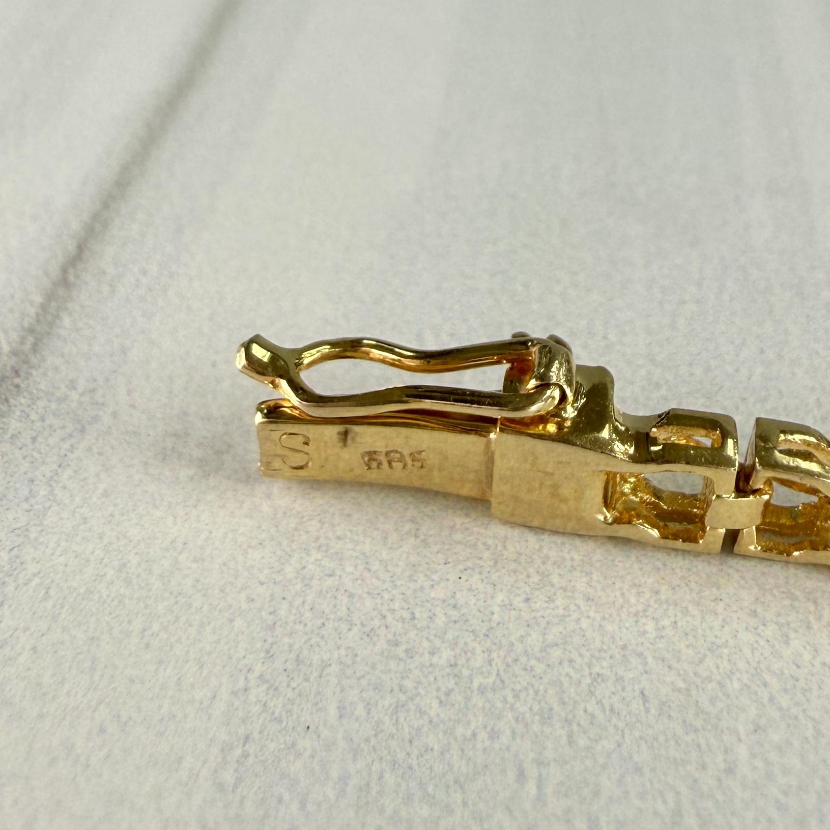 Blue Sapphire Half Tennis Bracelet 14k Yellow Gold