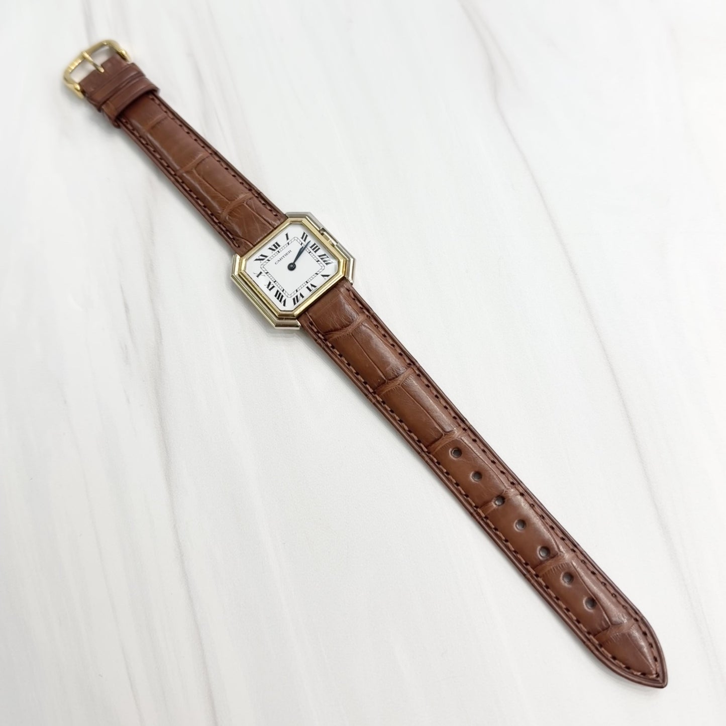 1970's Cartier Ceinture Mechanical Wind 18k Two Tone Gold Watch