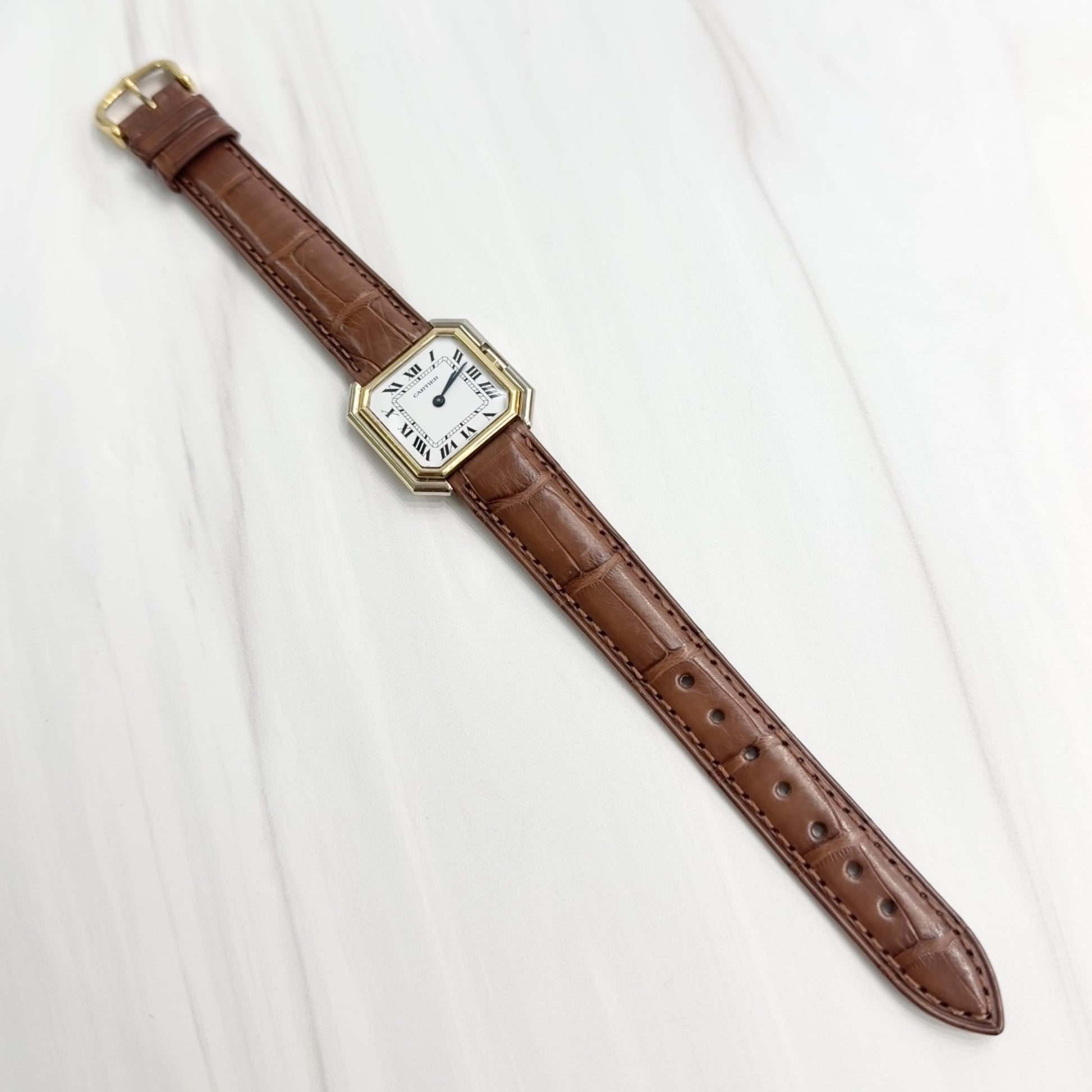 1970's Cartier Ceinture Mechanical Wind 18k Two Tone Gold Watch