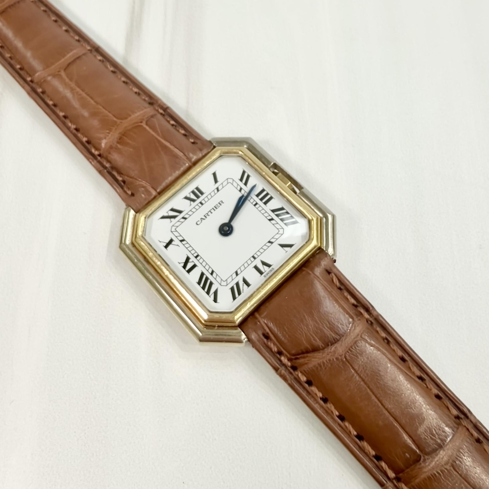 1970's Cartier Ceinture Mechanical Wind 18k Two Tone Gold Watch
