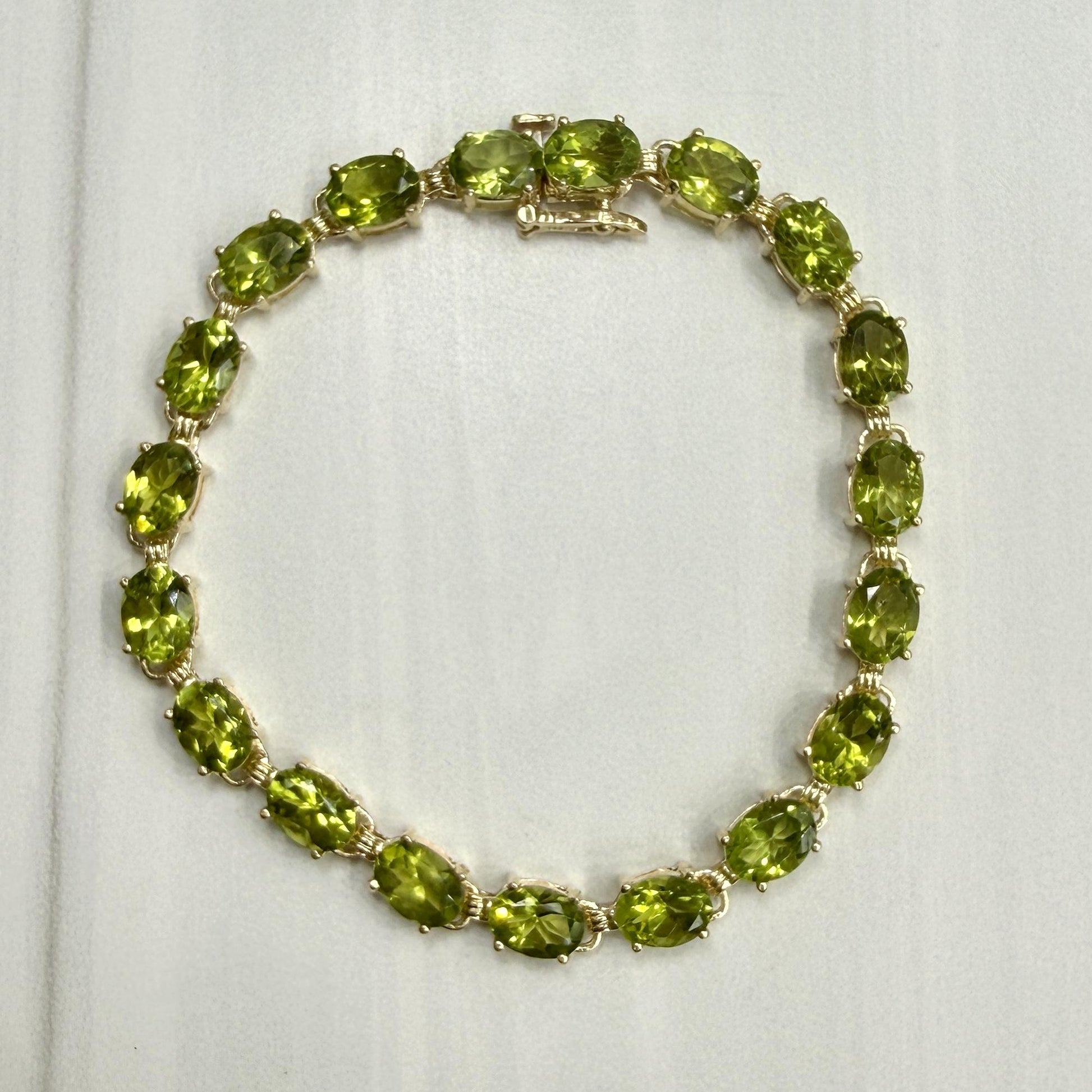 Oval Peridot Tennis Bracelet 14k Yellow Gold