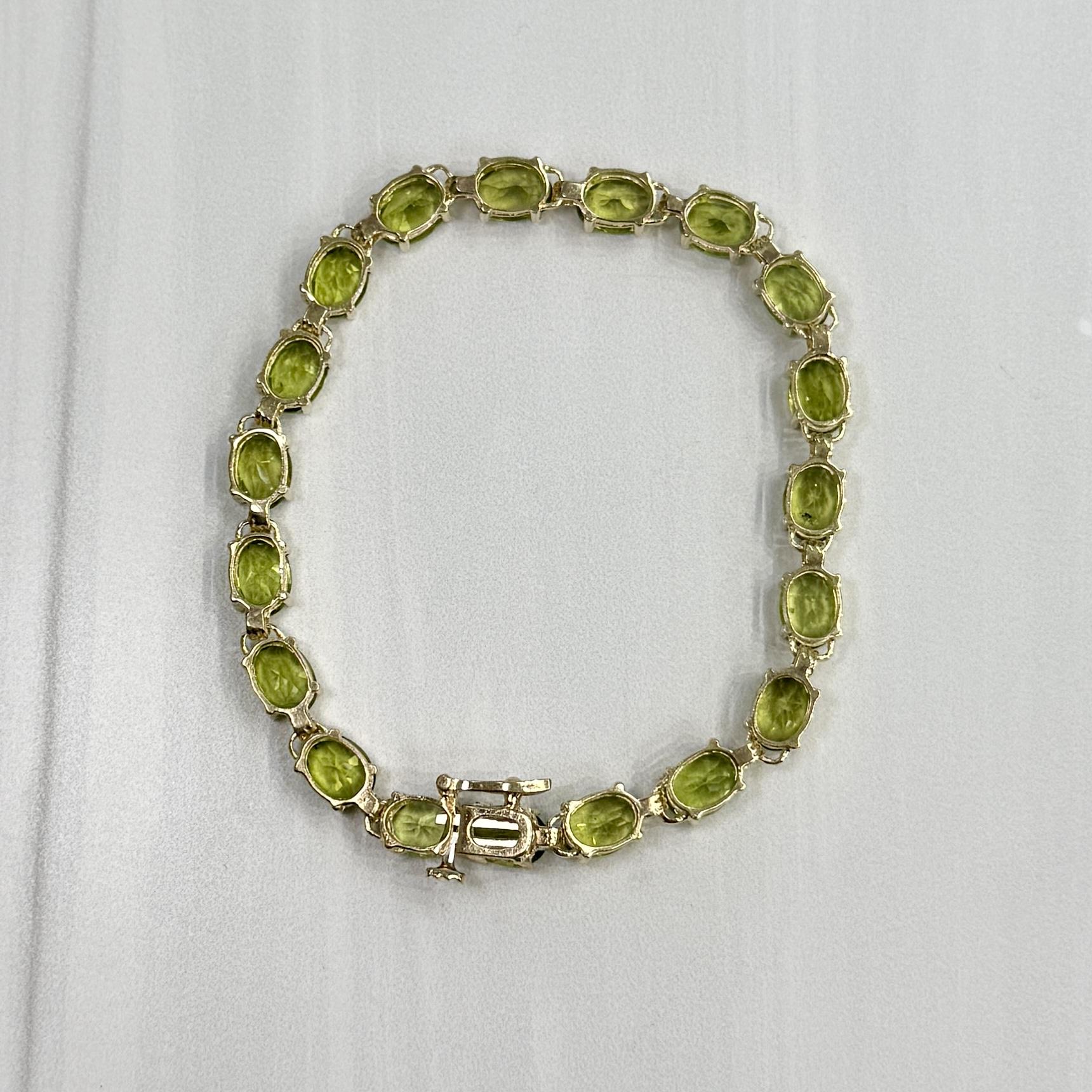 Oval Peridot Tennis Bracelet 14k Yellow Gold
