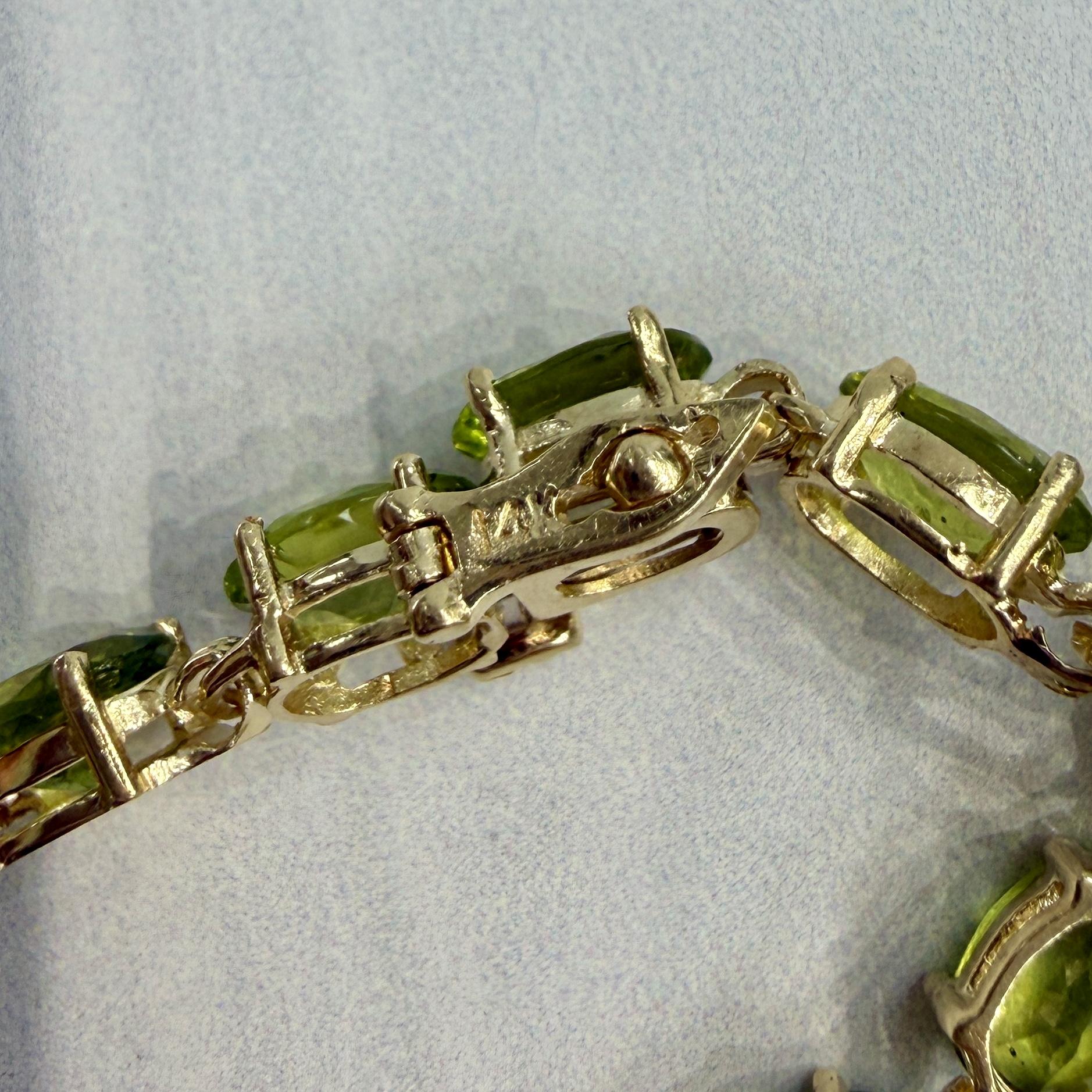 Oval Peridot Tennis Bracelet 14k Yellow Gold