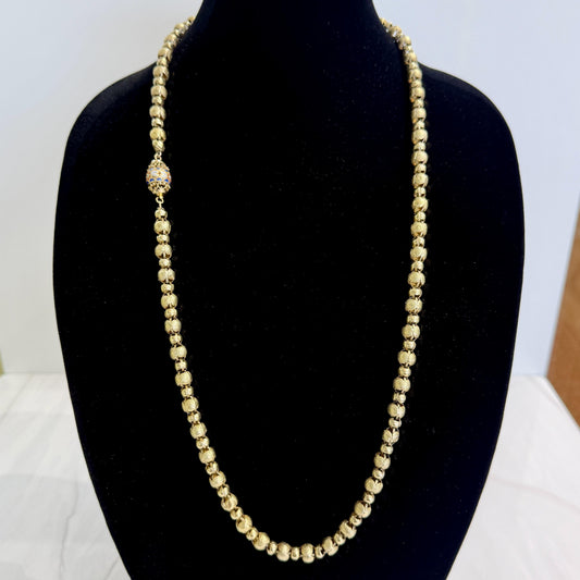 Antique 1890's Victorian Enamel Clasp Long Necklace 14k-17k Yellow Gold