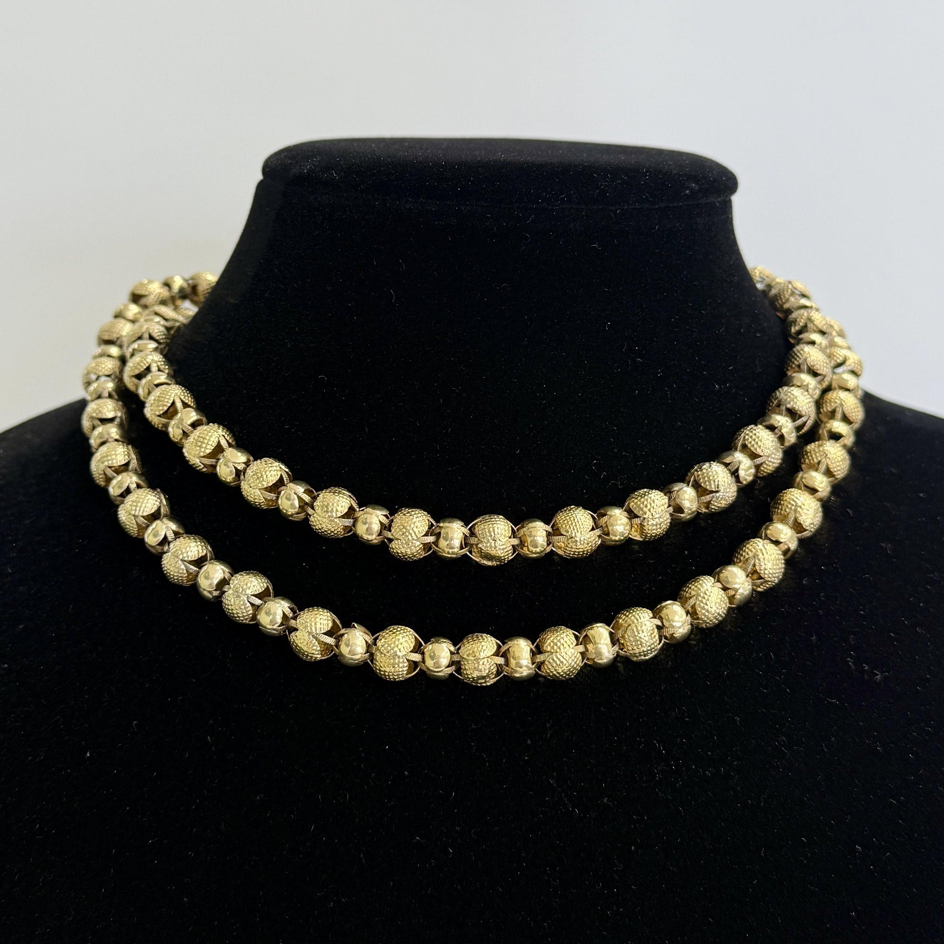 Antique 1890's Victorian Enamel Clasp Long Necklace 14k-17k Yellow Gold