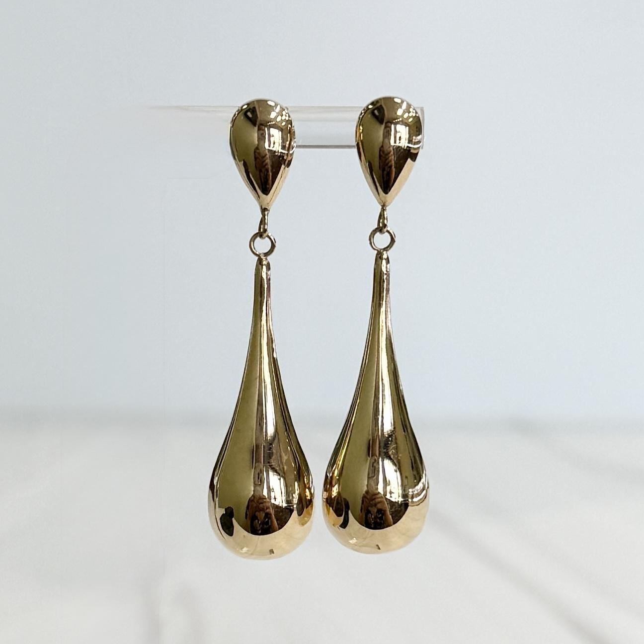 Gold Teardrop Earrings 14k Yellow Gold