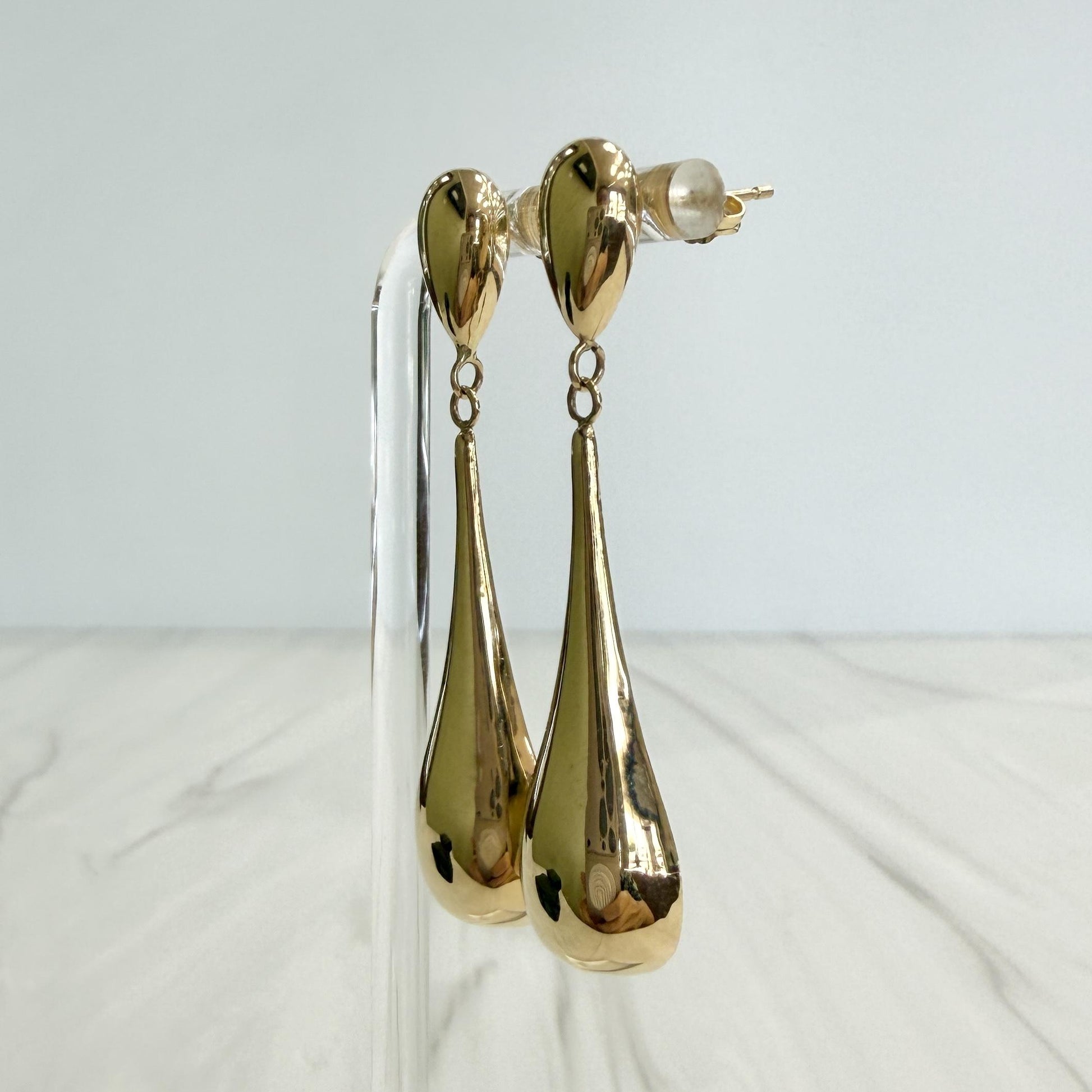 Gold Teardrop Earrings 14k Yellow Gold