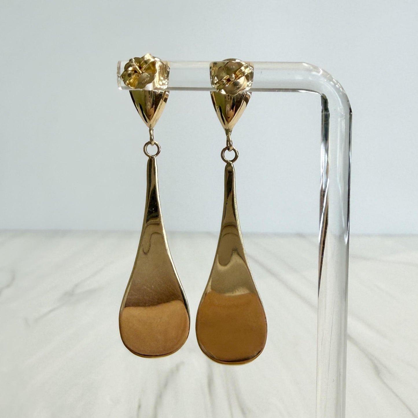Gold Teardrop Earrings 14k Yellow Gold