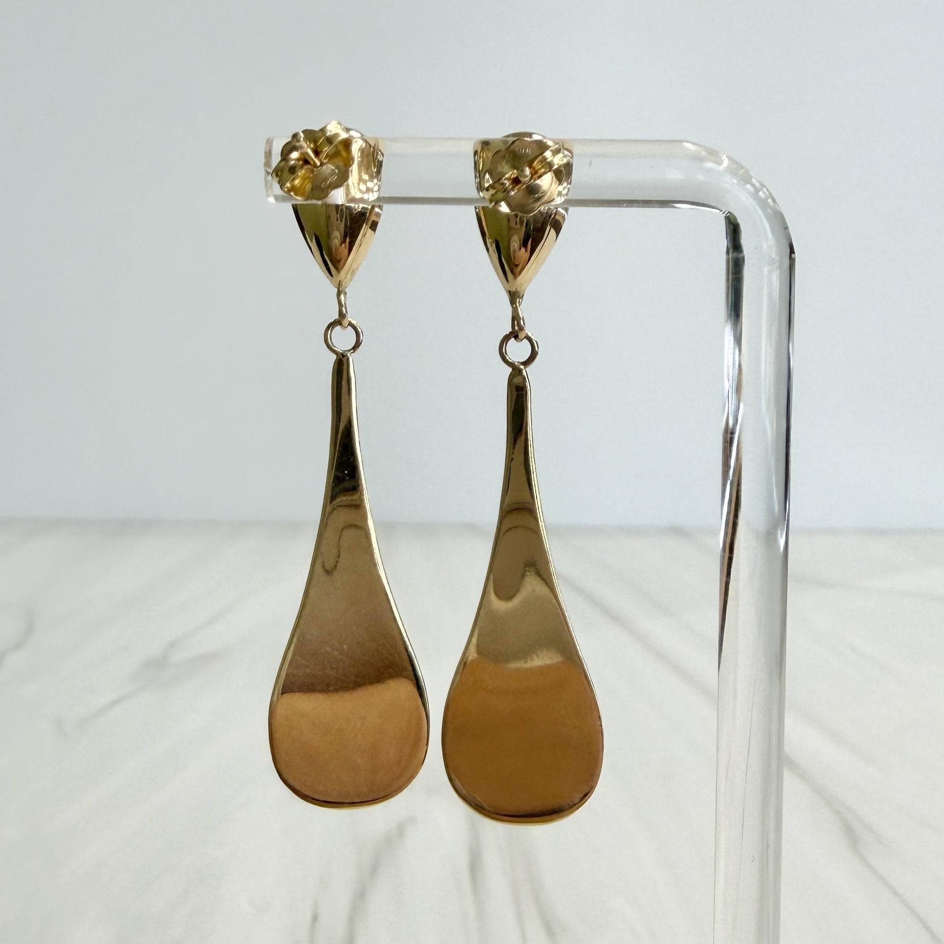 Gold Teardrop Earrings 14k Yellow Gold