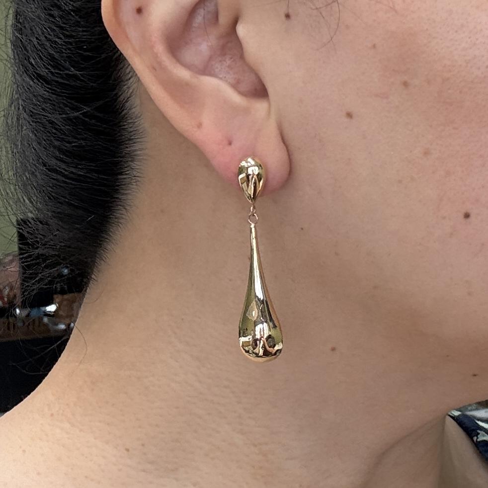 Gold Teardrop Earrings 14k Yellow Gold