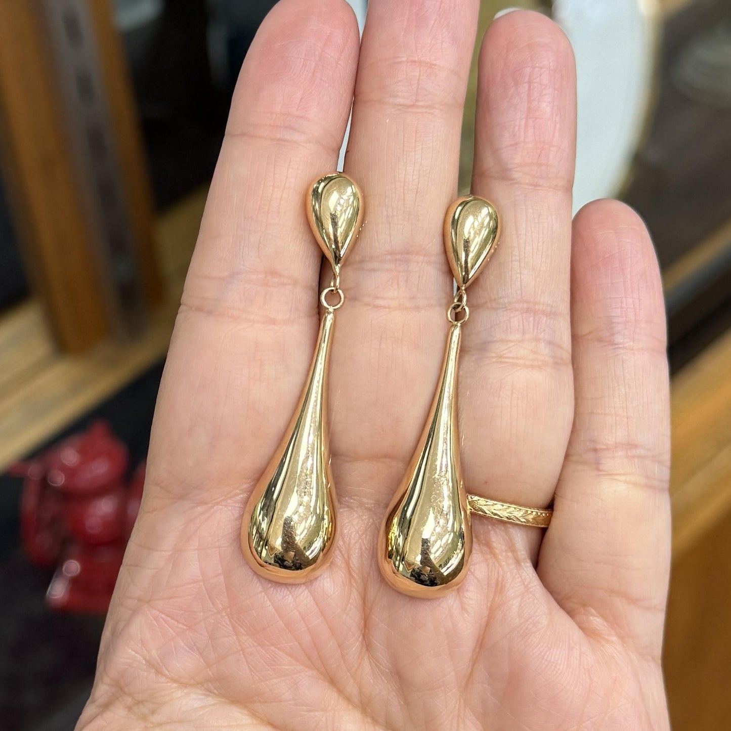 Gold Teardrop Earrings 14k Yellow Gold