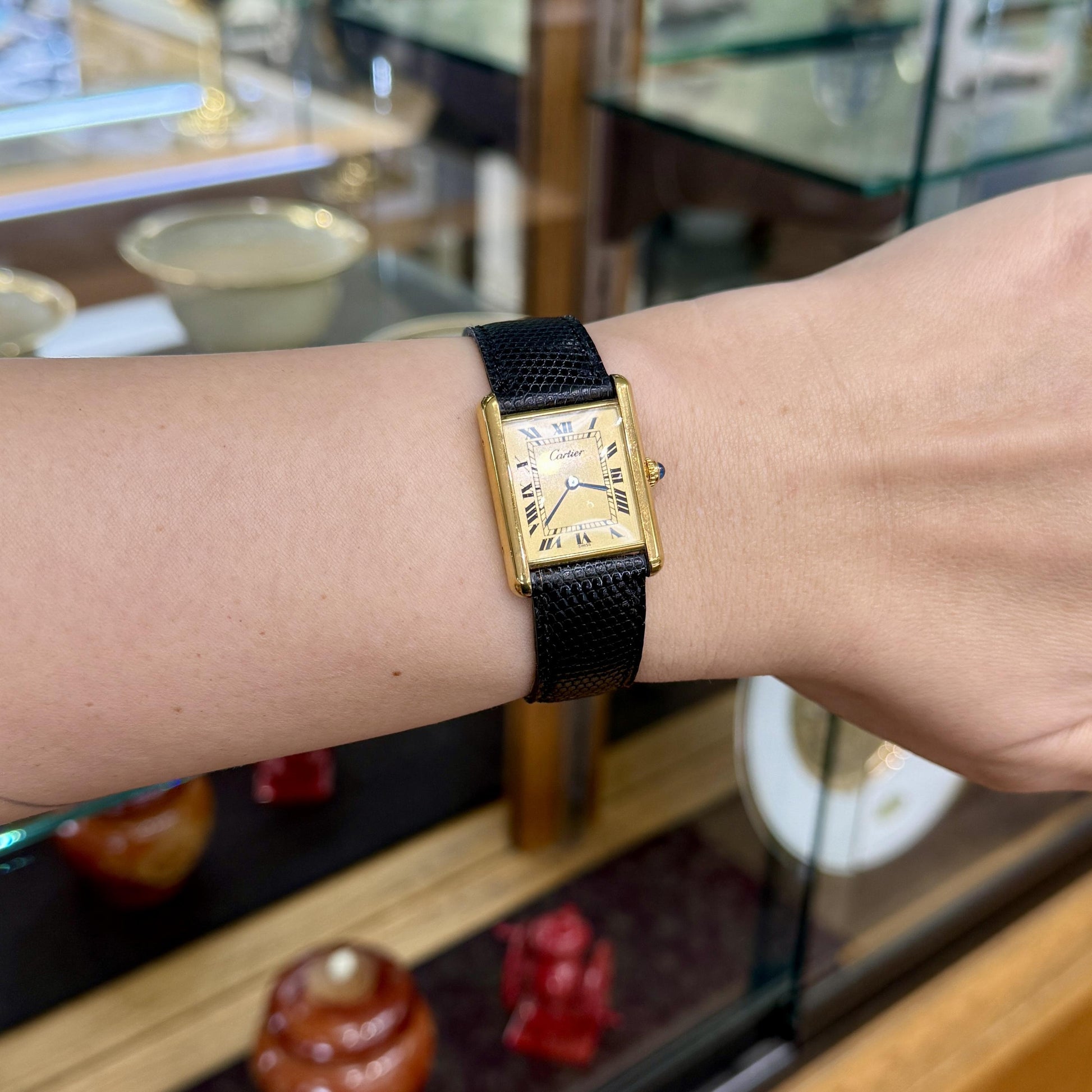 Vintage 1980's Cartier Large Tank Vermeil Watch